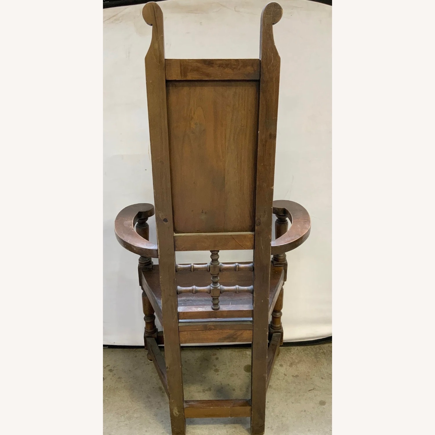 Antique Arts and Crafts Oak High Back Arm Chair - image-7