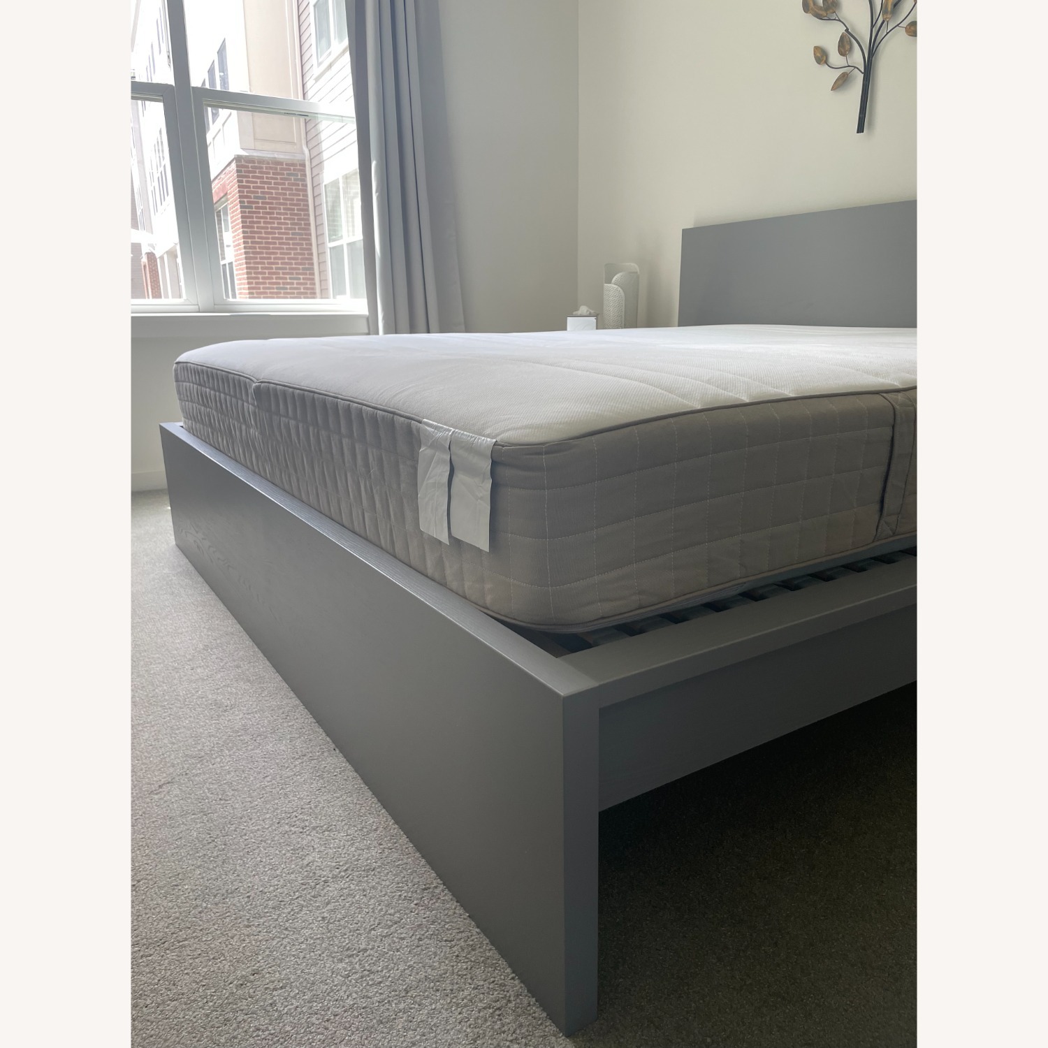 IKEA MALM King Bedframe (Gray) + LÖNSET base - image-3