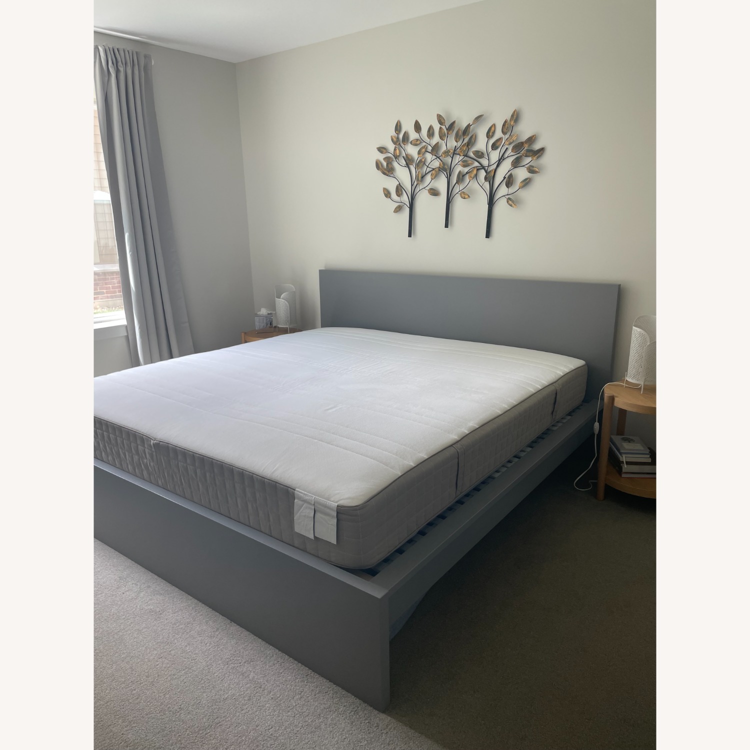 IKEA MALM King Bedframe (Gray) + LÖNSET base - image-1