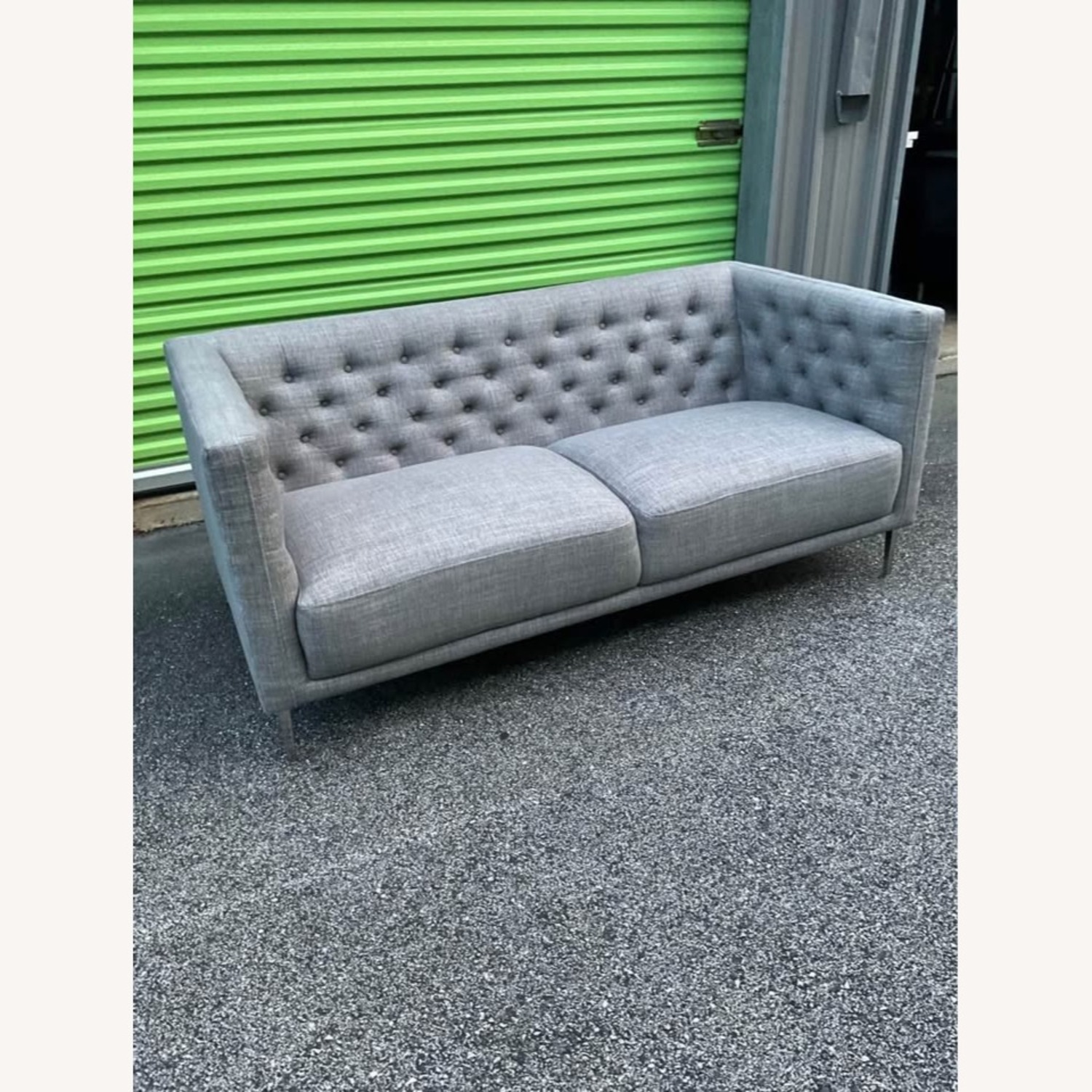 CB2 Saville Grey Fabric Loveseat - image-5