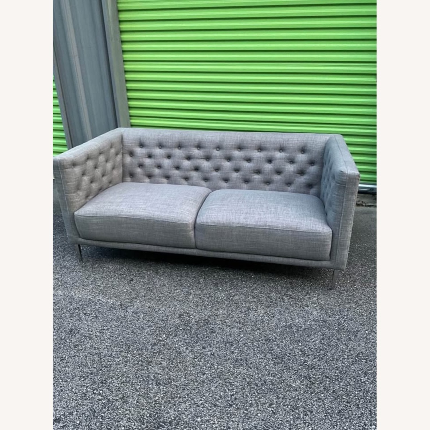 CB2 Saville Grey Fabric Loveseat - image-3
