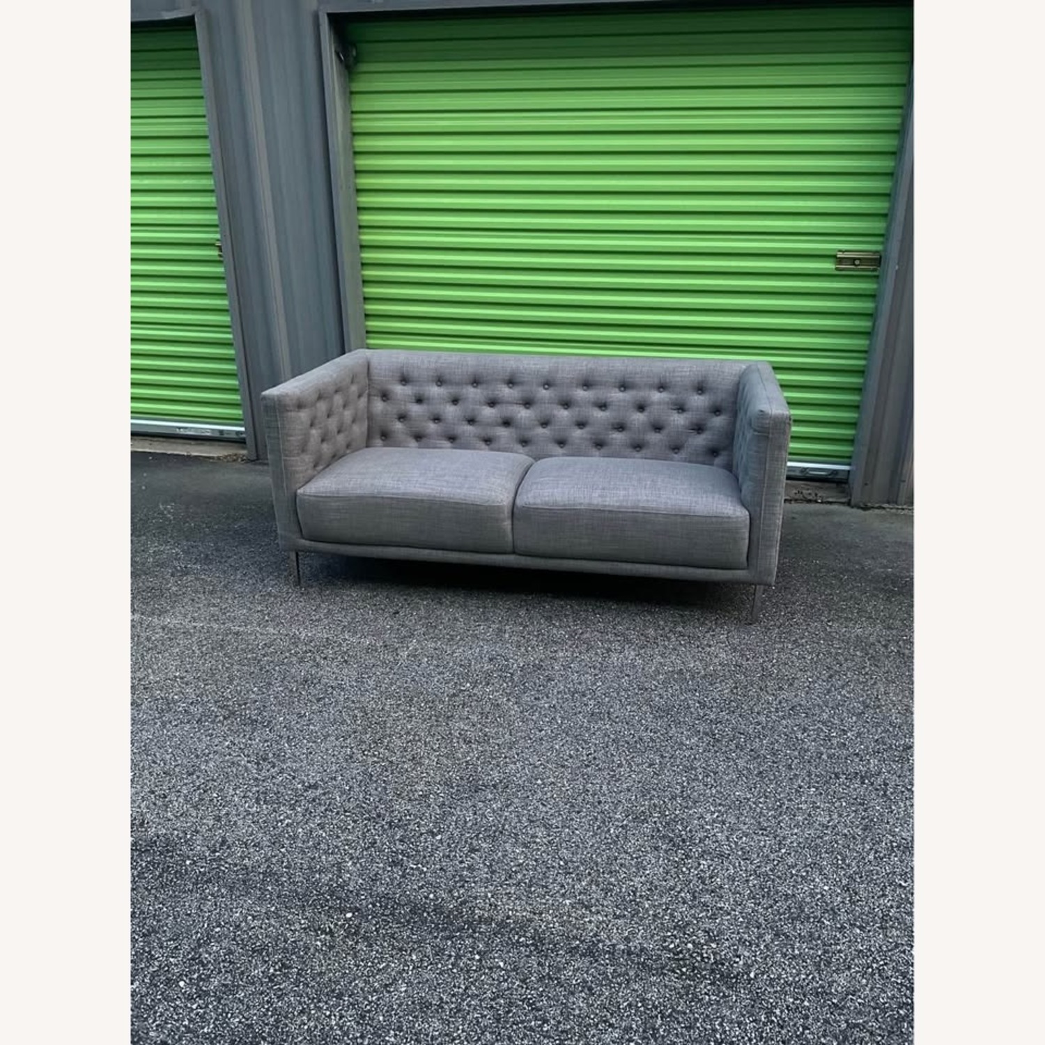 CB2 Saville Grey Fabric Loveseat - image-1