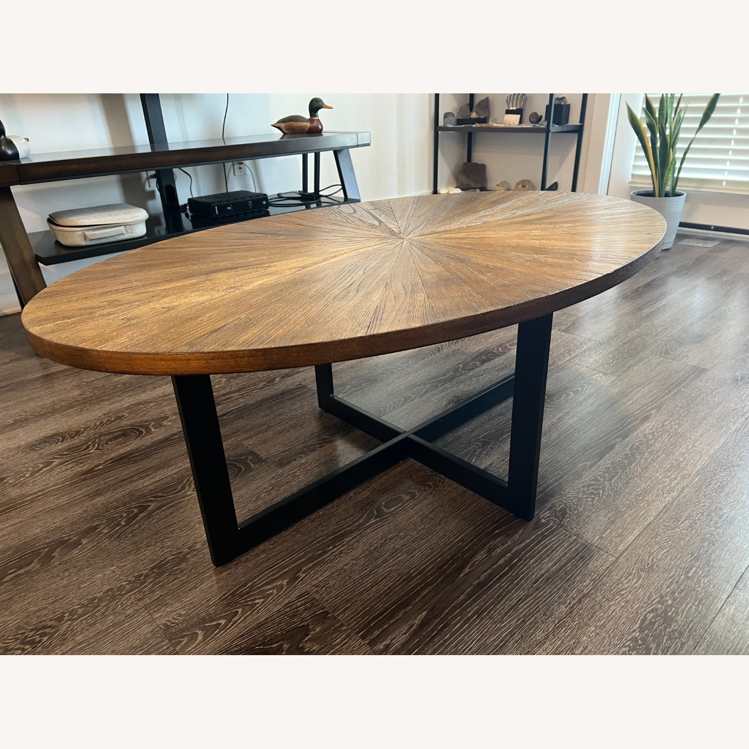Pecan Oval Wood Coffee Table - image-1
