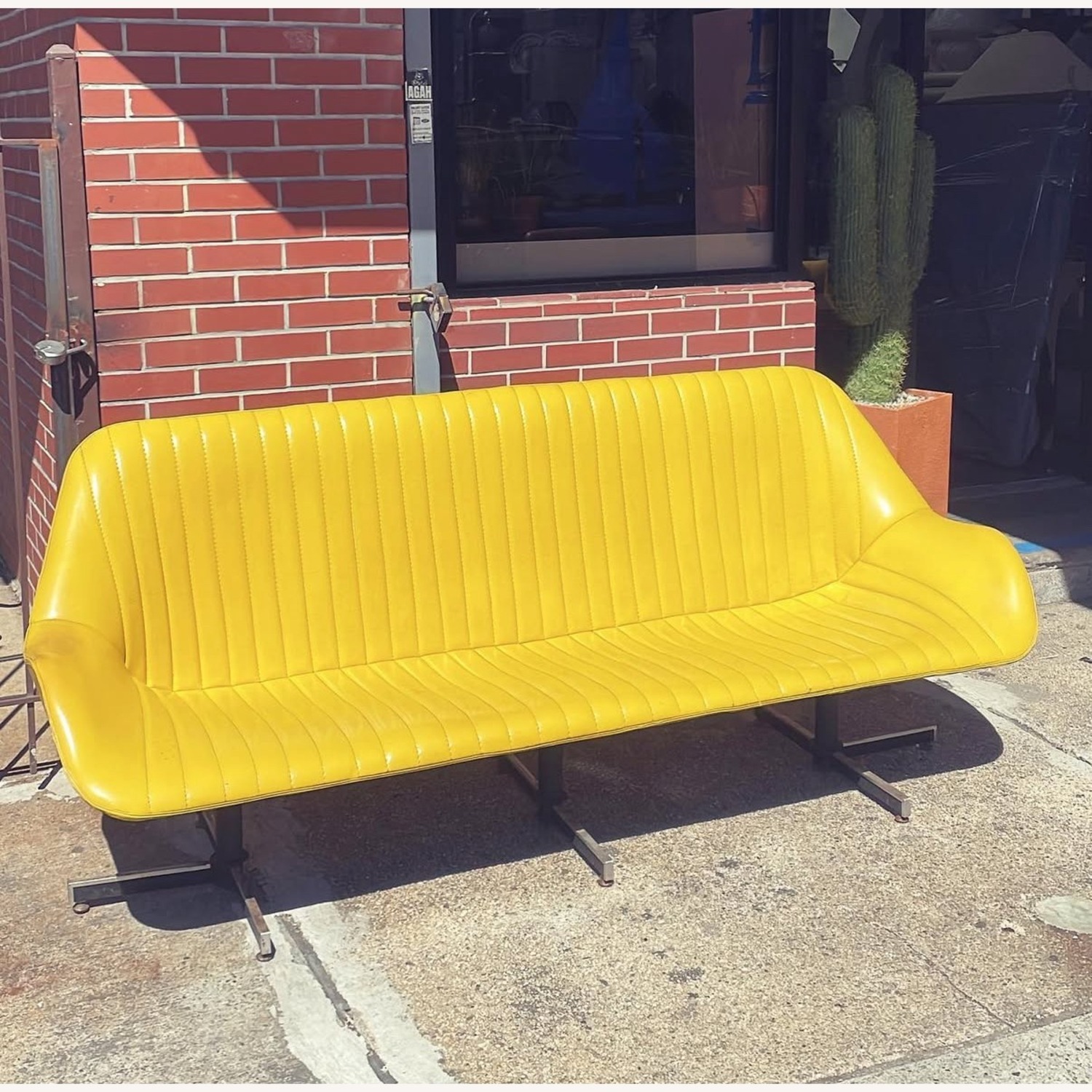 1960s Tufted Vinyl Couch - image-1