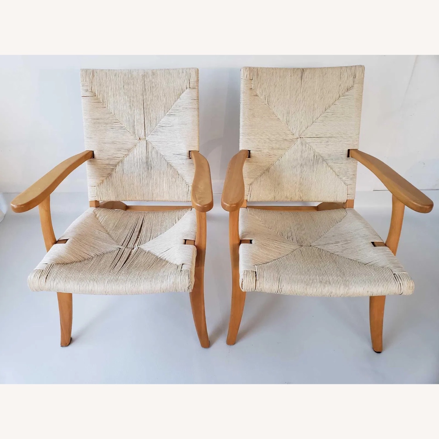 Pair of Beech & Paper Loom Rush Chairs - image-1