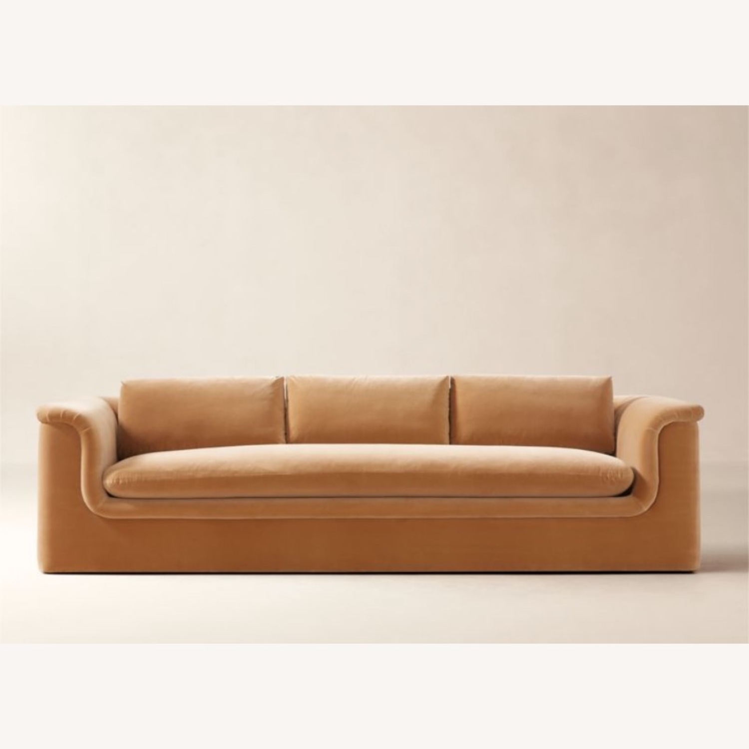 CB2 Camel Velvet Mardones Couch  - image-4
