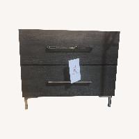 CB2 Link Acacia 2-Drawer Nightstand Grey