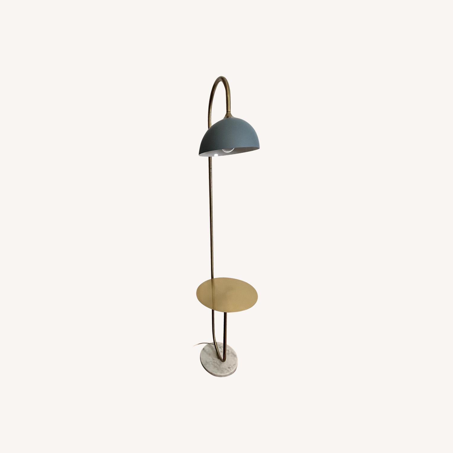 Gold and Blue Floor Lamp - image-0