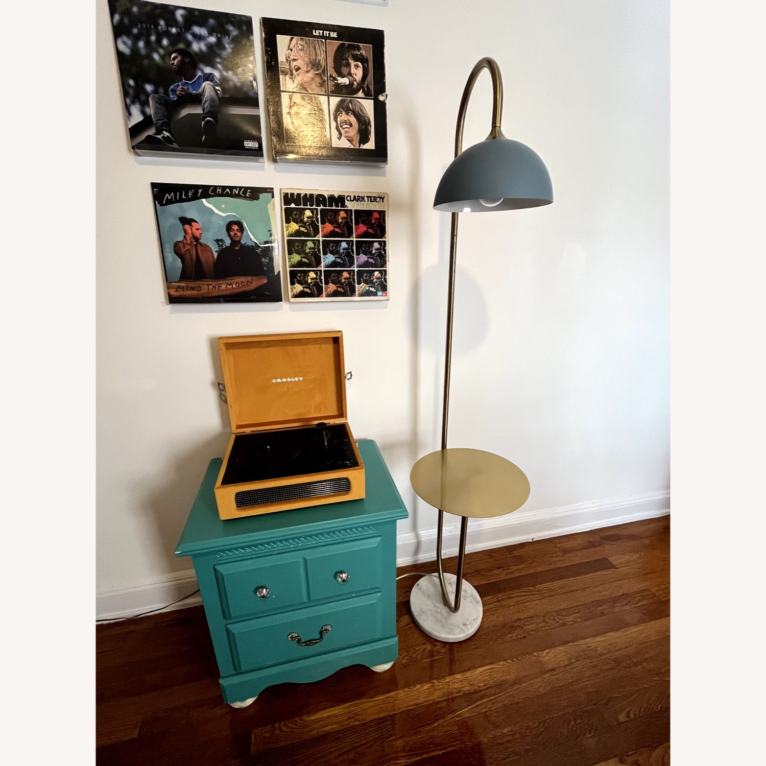 Gold and Blue Floor Lamp - image-1