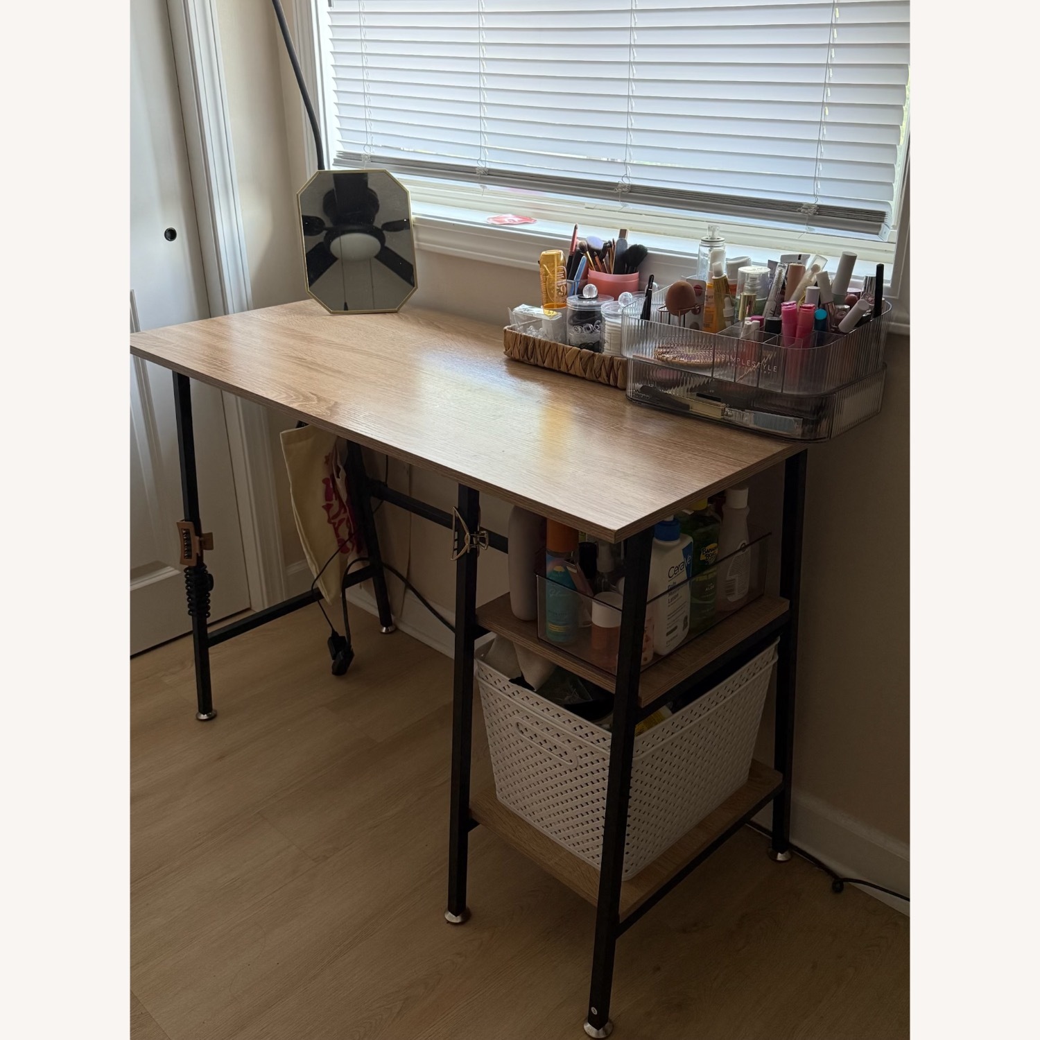 43 Inch Writing Desk with 2 Tier Storage Shelves - image-2