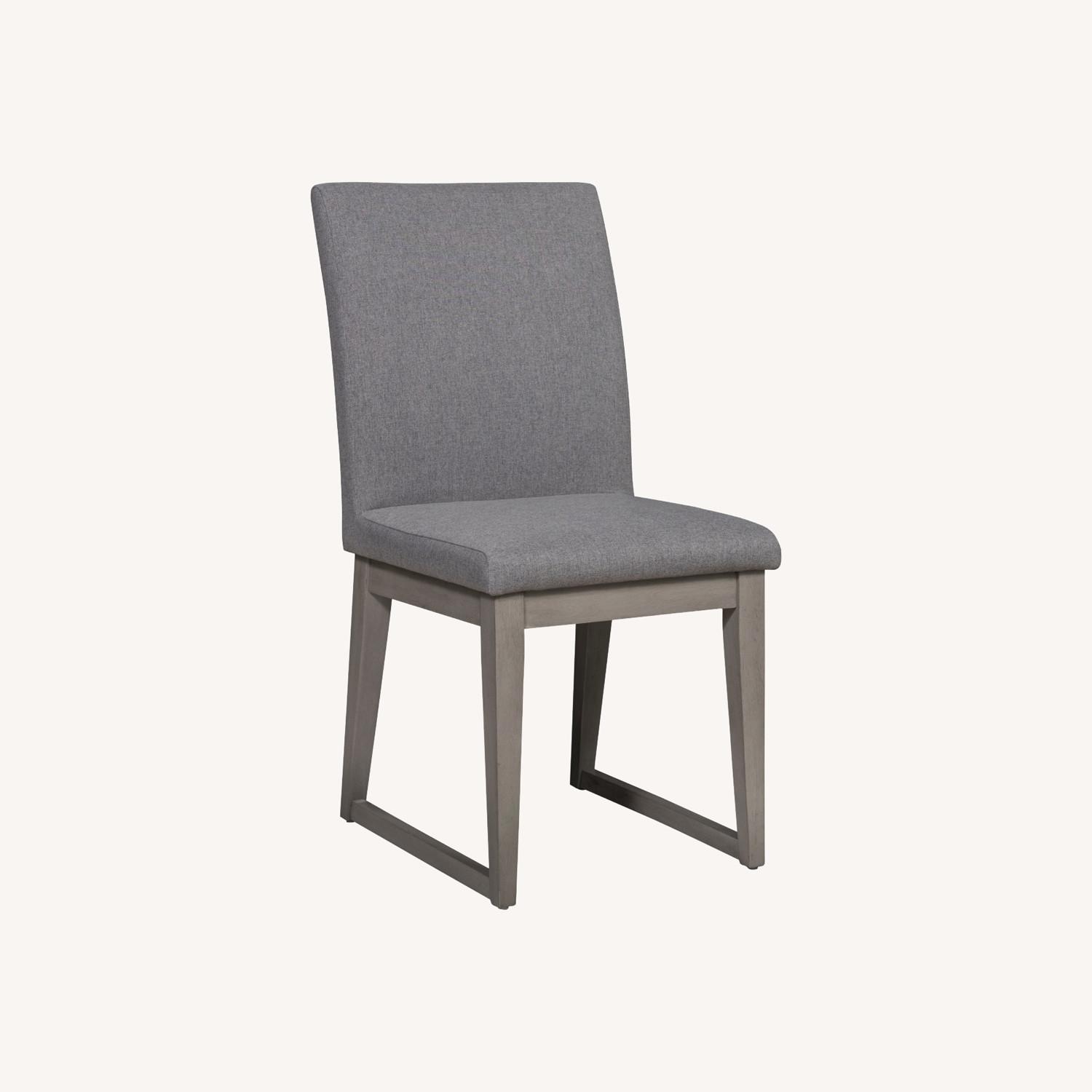 Set of 8 Modern Grey Fabric Dining Chairs - image-0