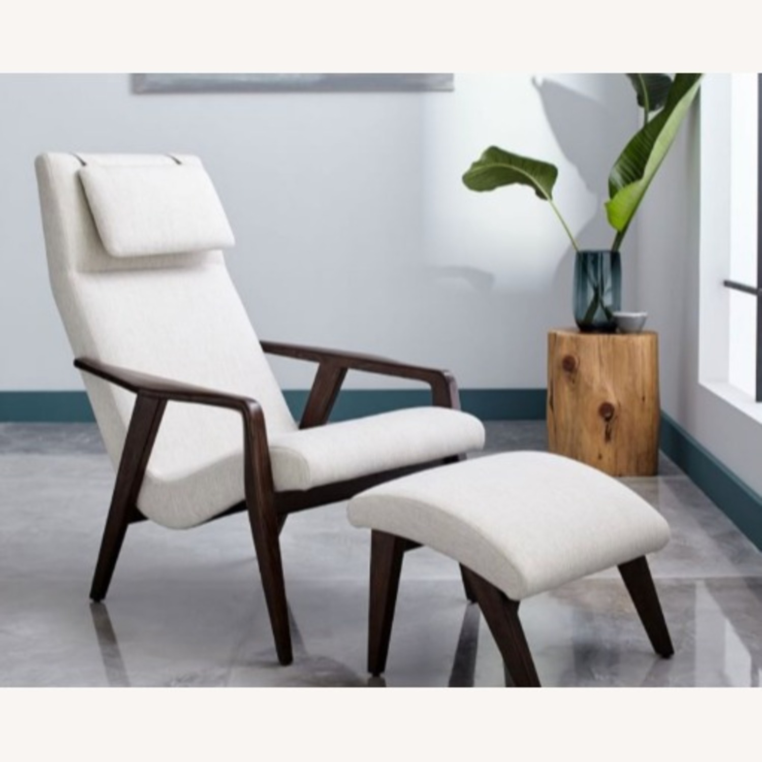 West Elm Contour Mid-Century Chair & Ottoman - image-1
