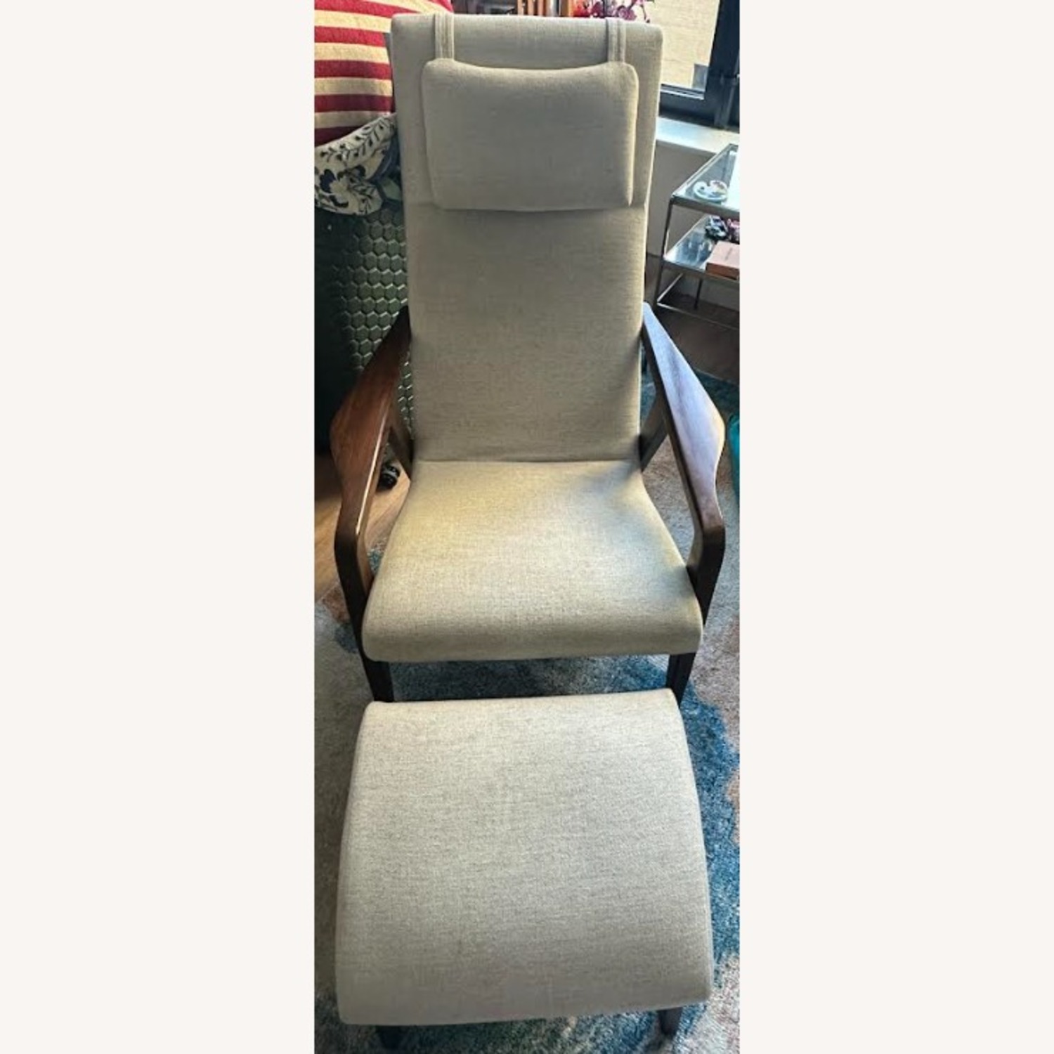 West Elm Contour Mid-Century Chair & Ottoman - image-3