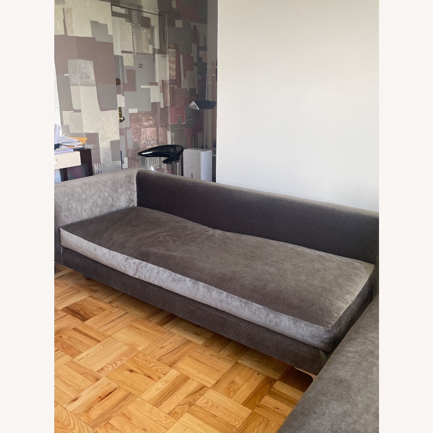 ABC Sectional Dark Gray Cotton Velvet - image-6