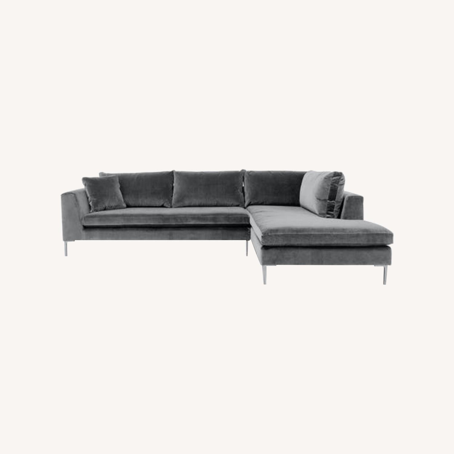 ABC Sectional Dark Gray Cotton Velvet - image-0