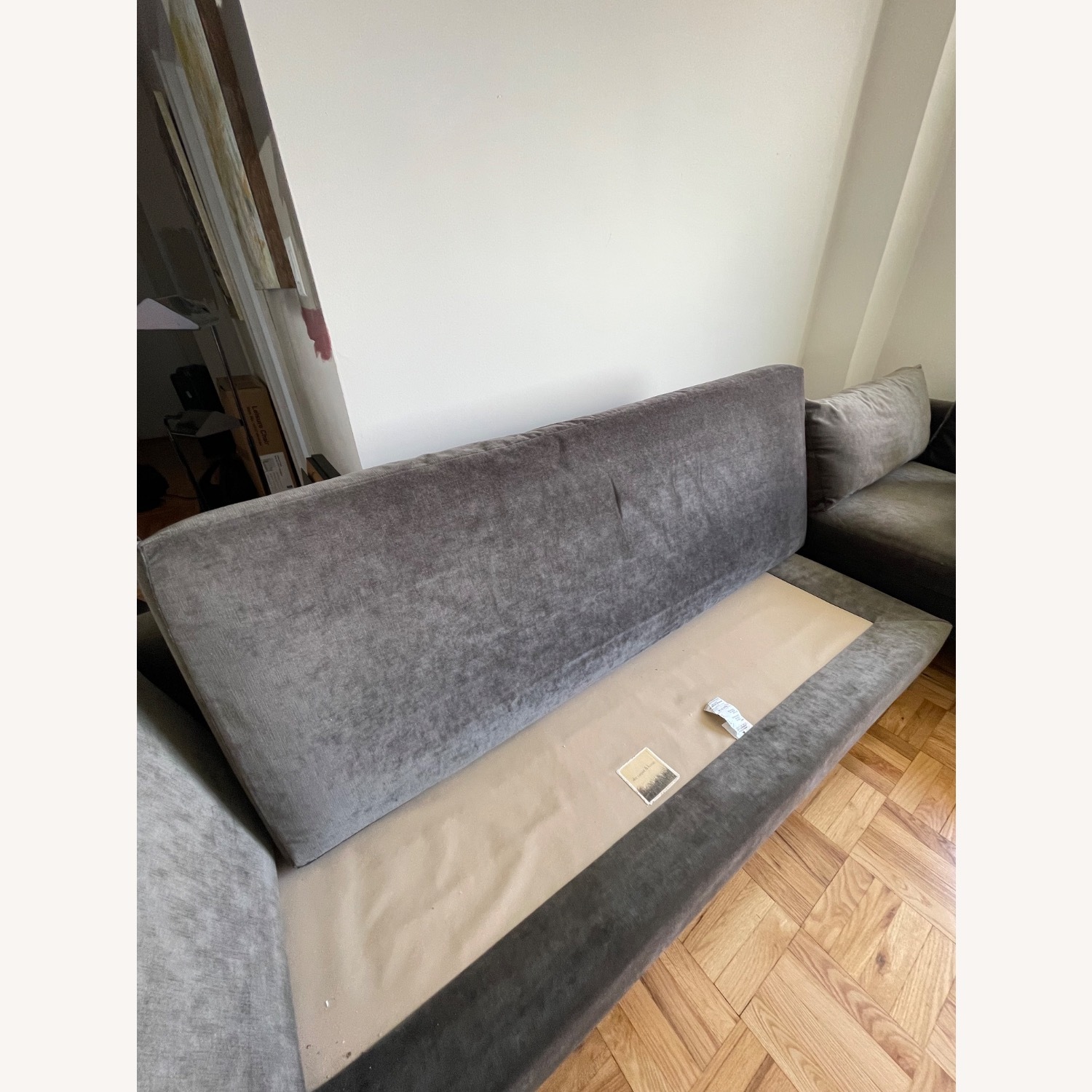 ABC Sectional Dark Gray Cotton Velvet - image-7