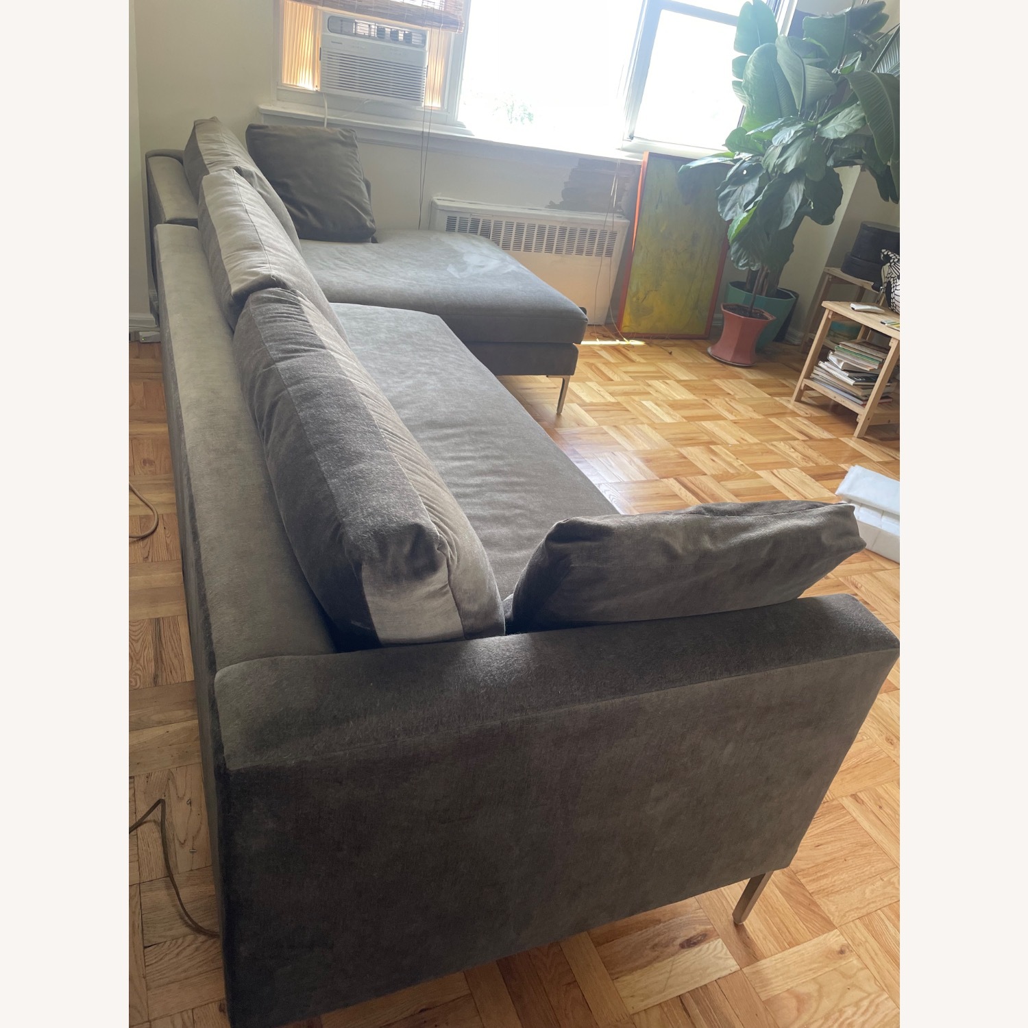 ABC Sectional Dark Gray Cotton Velvet - image-2