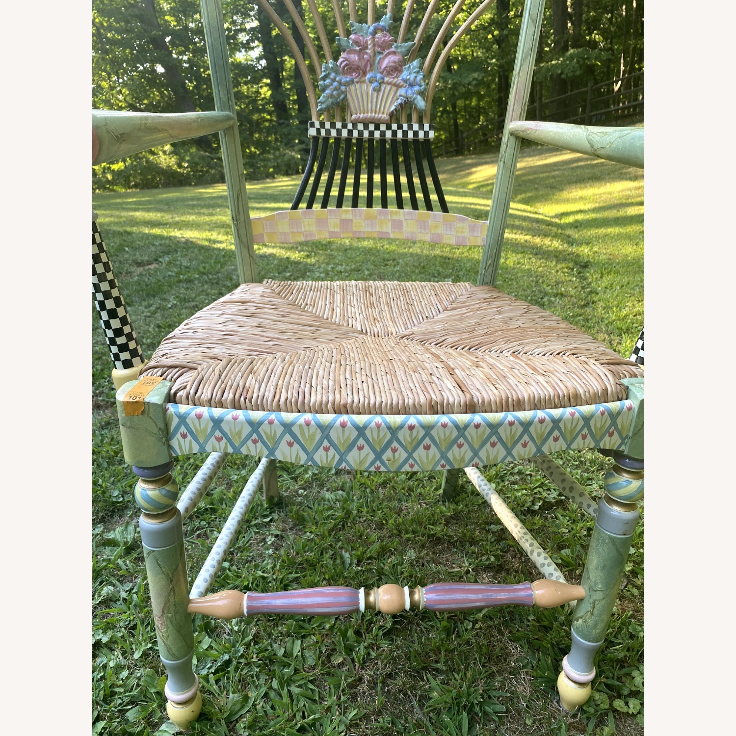 MacKenzie Childs Light Flower Basket Arm Chair - image-4