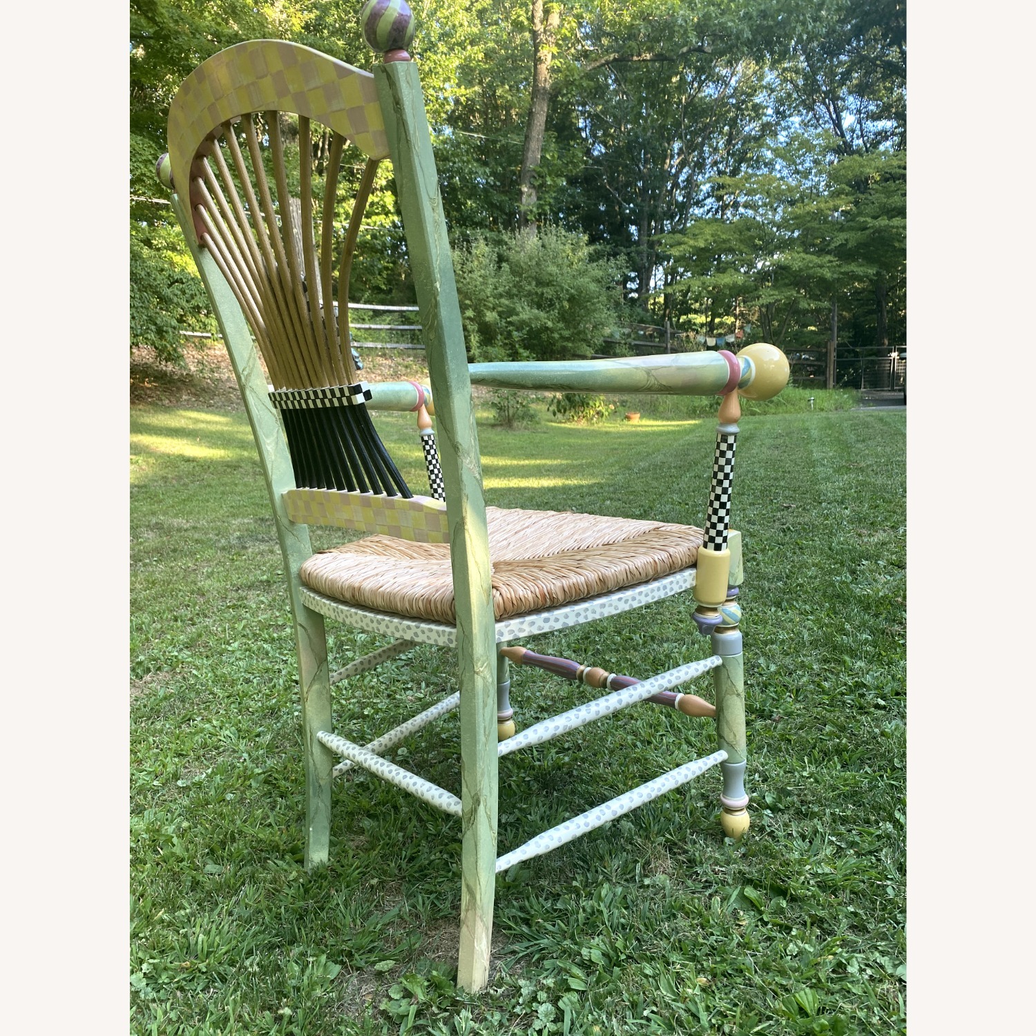 MacKenzie Childs Light Flower Basket Arm Chair - image-2