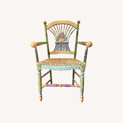 Used  MacKenzie Childs Light Flower Basket Arm Chair for sale on AptDeco