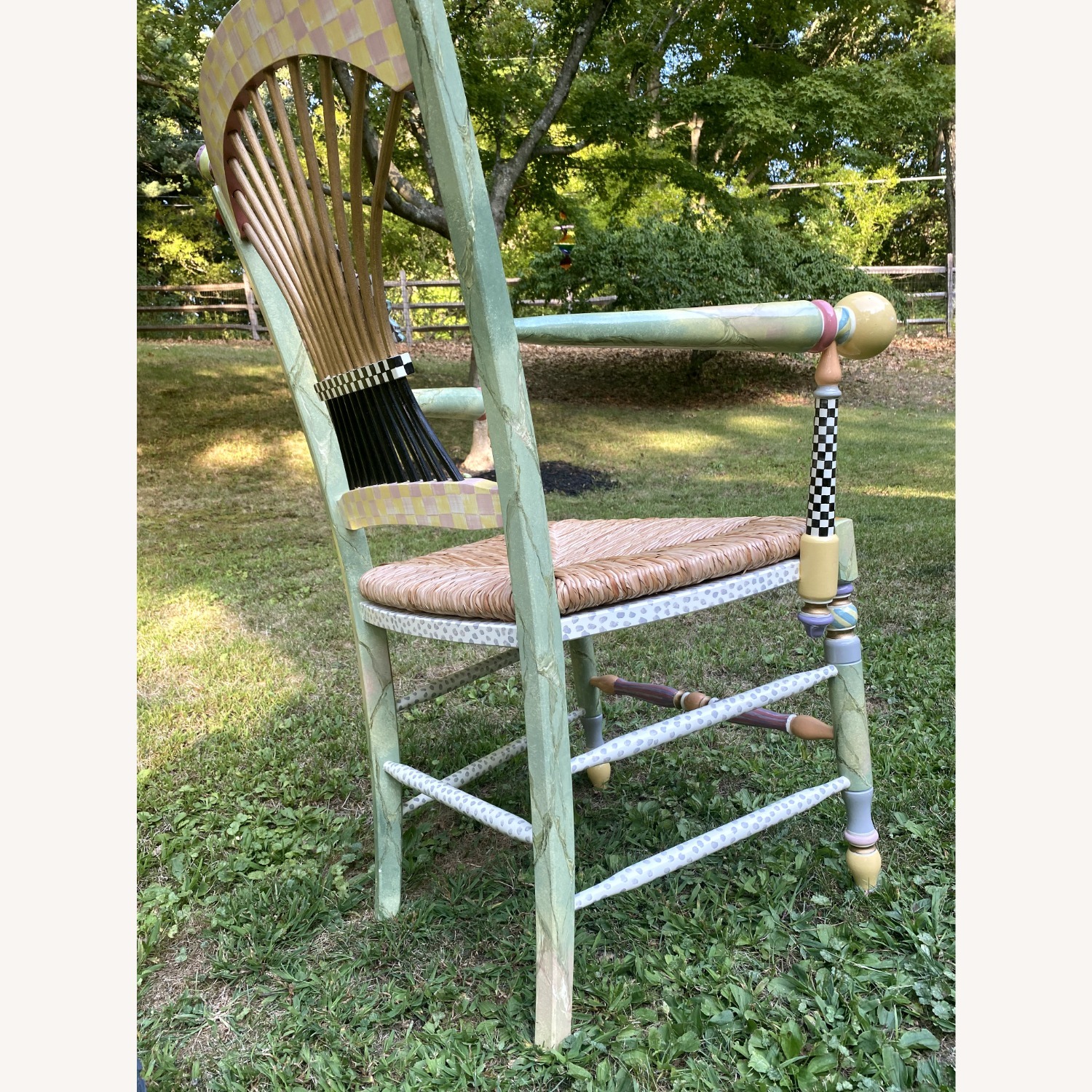 MacKenzie Childs Light Flower Basket Arm Chair - image-8