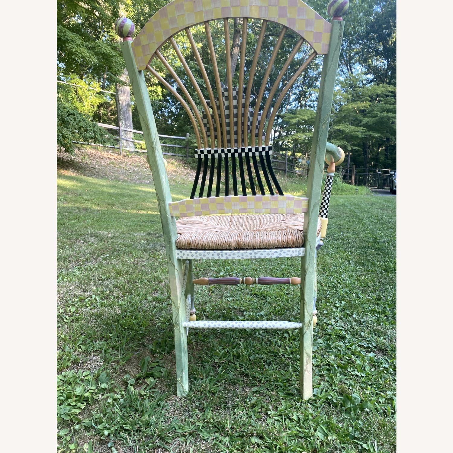 MacKenzie Childs Light Flower Basket Arm Chair - image-7