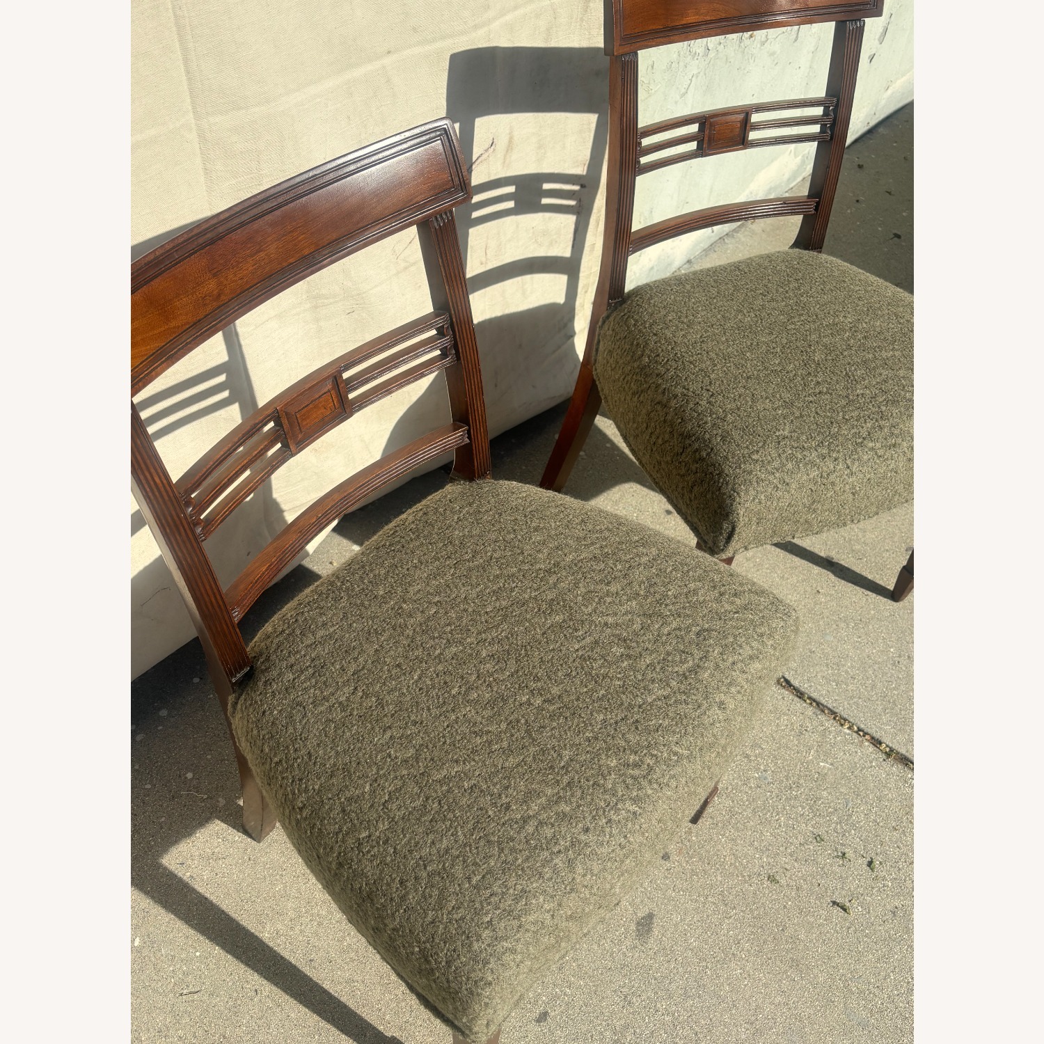 Set of Green Mahogany Boucle Chairs  - image-7