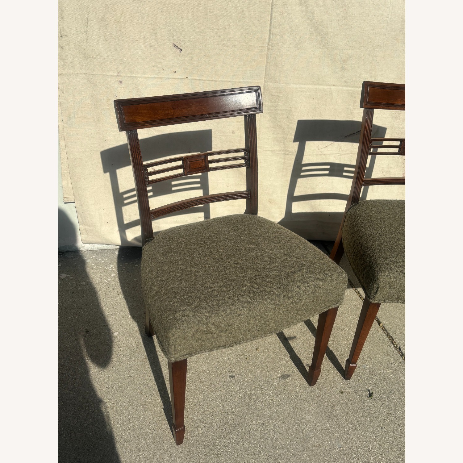 Set of Green Mahogany Boucle Chairs  - image-5
