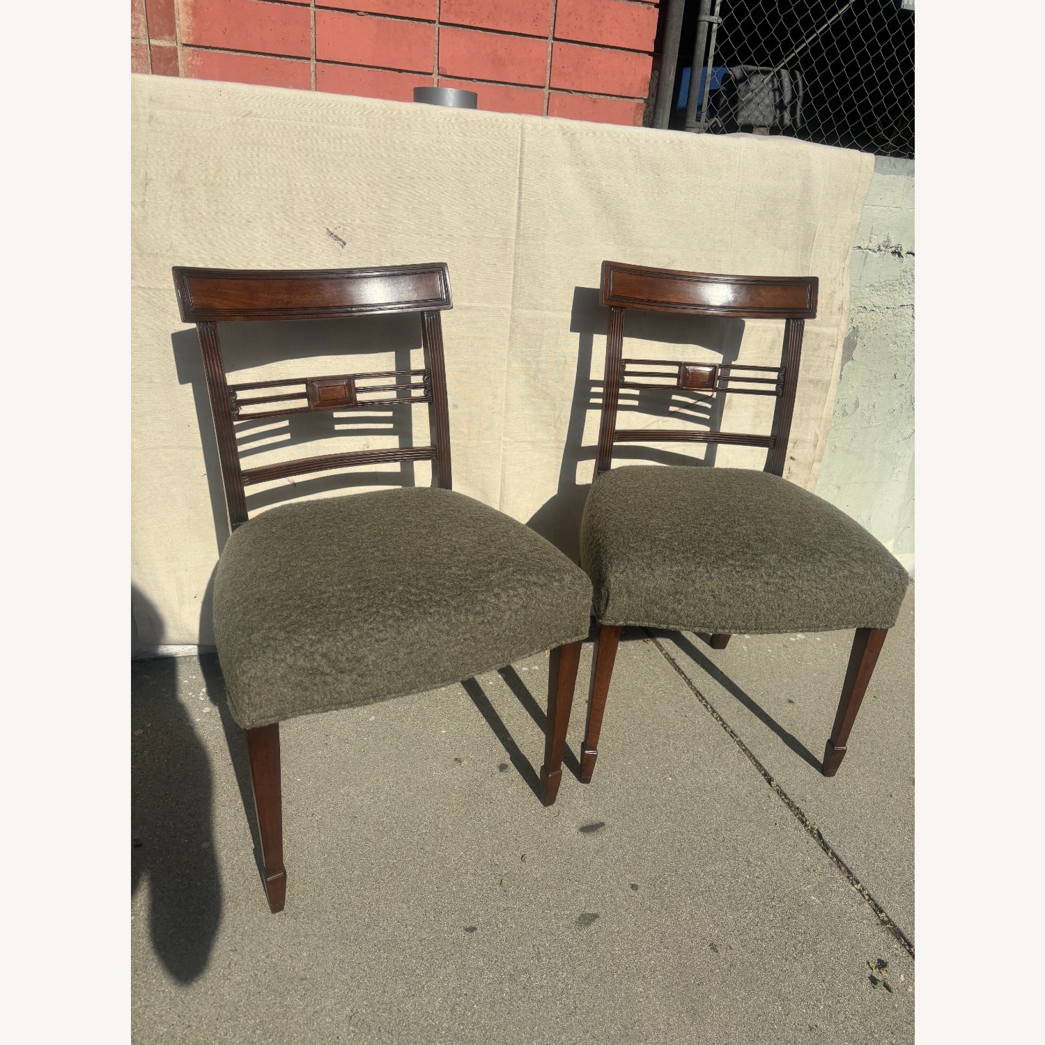 Set of Green Mahogany Boucle Chairs  - image-6