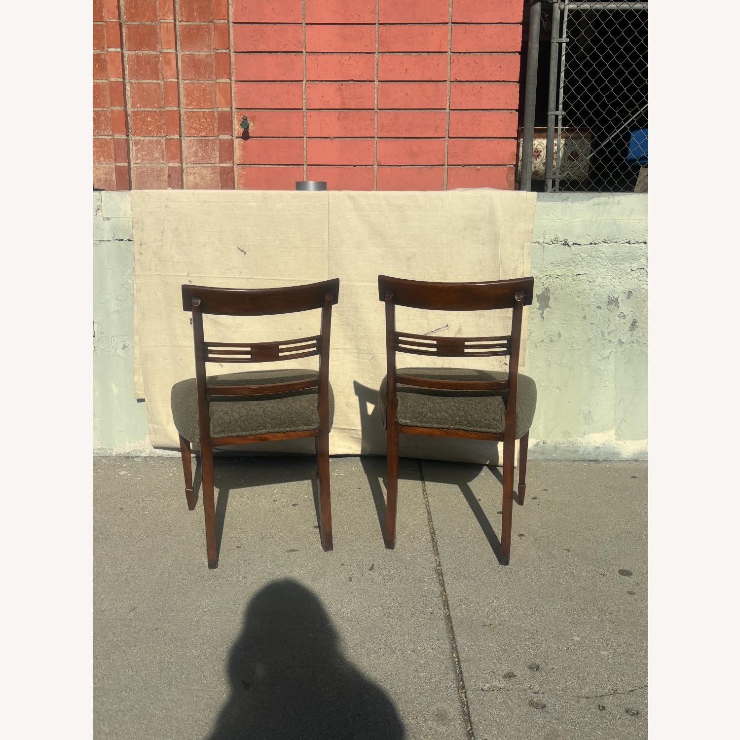 Set of Green Mahogany Boucle Chairs  - image-4