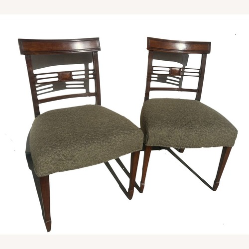 Used Set of Green Mahogany Boucle Chairs  for sale on AptDeco