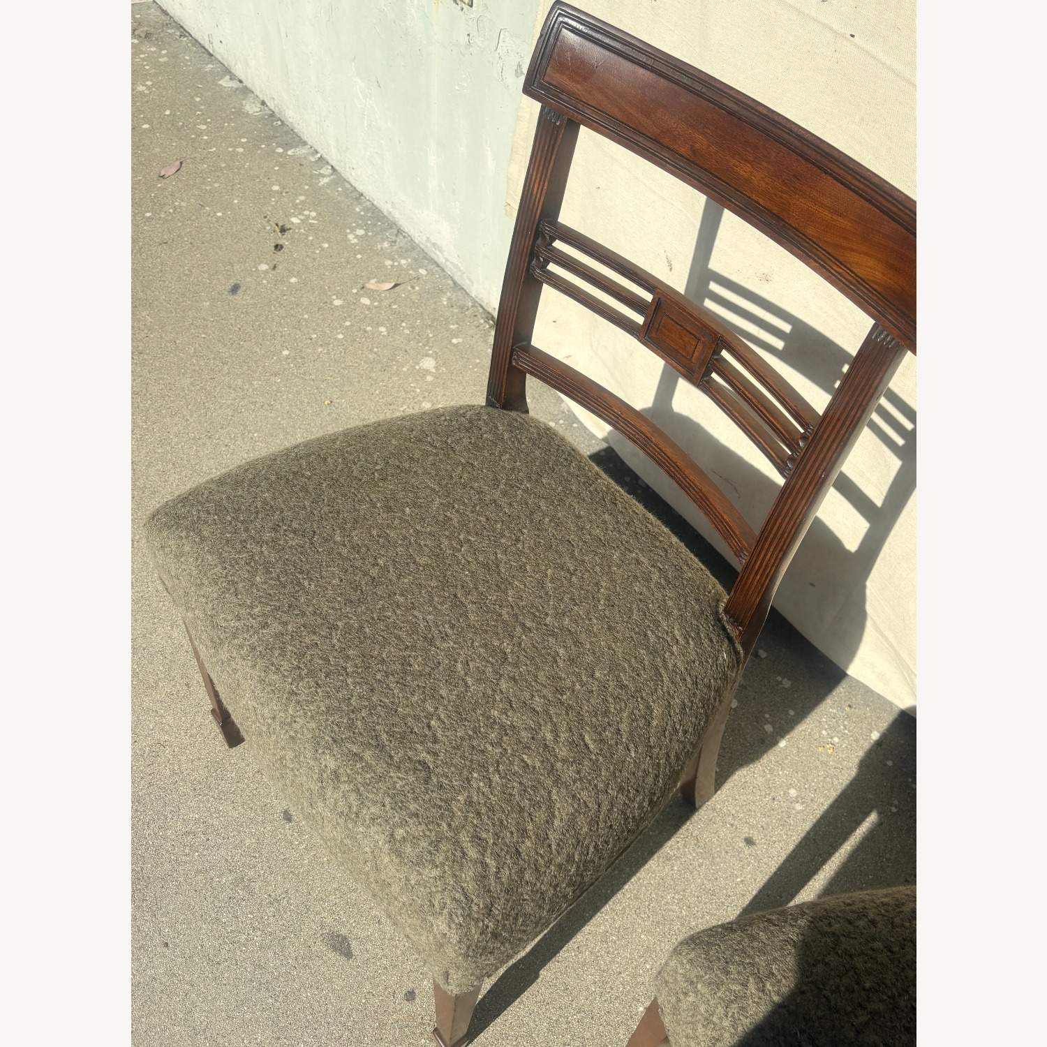 Set of Green Mahogany Boucle Chairs  - image-3