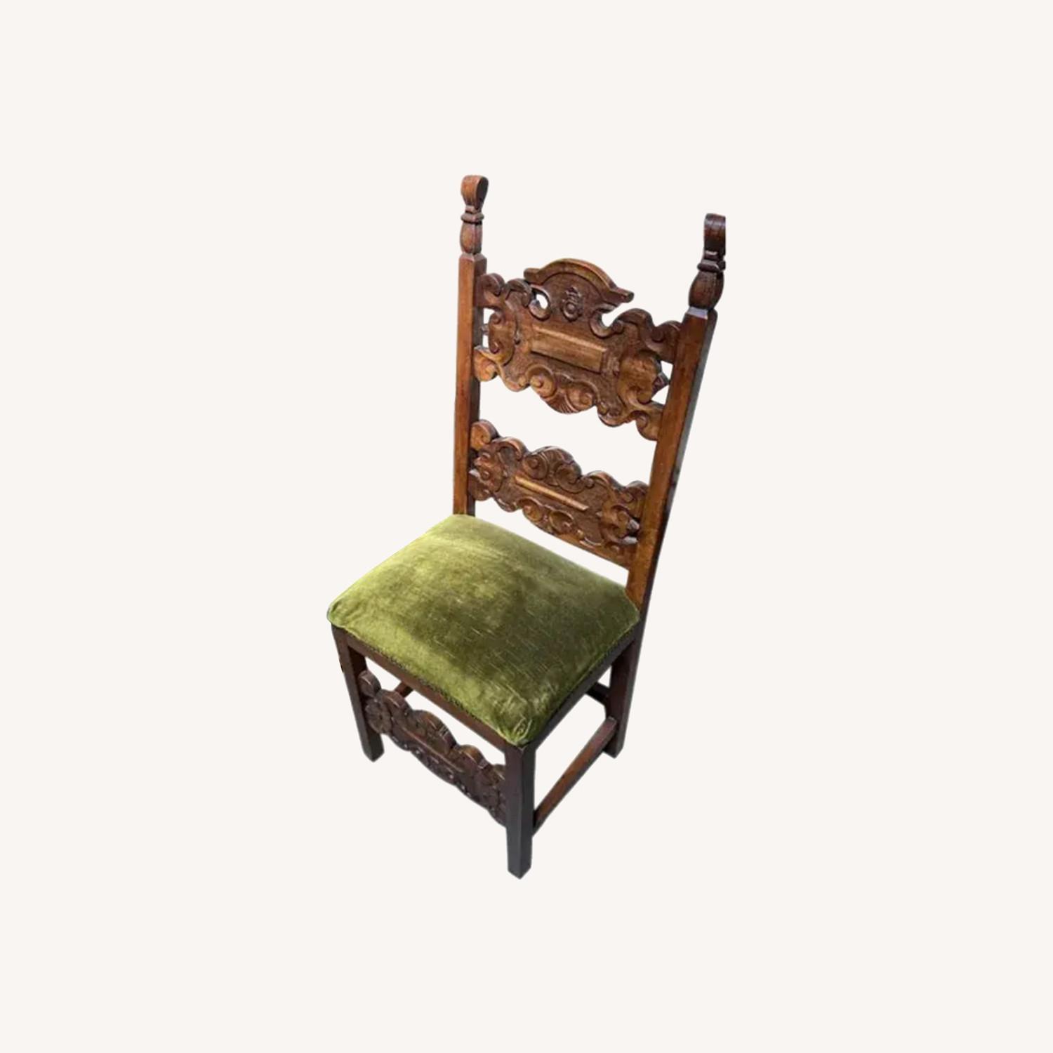 Italian Hand Carved Chairs in Walnut Circa 1900s - image-0