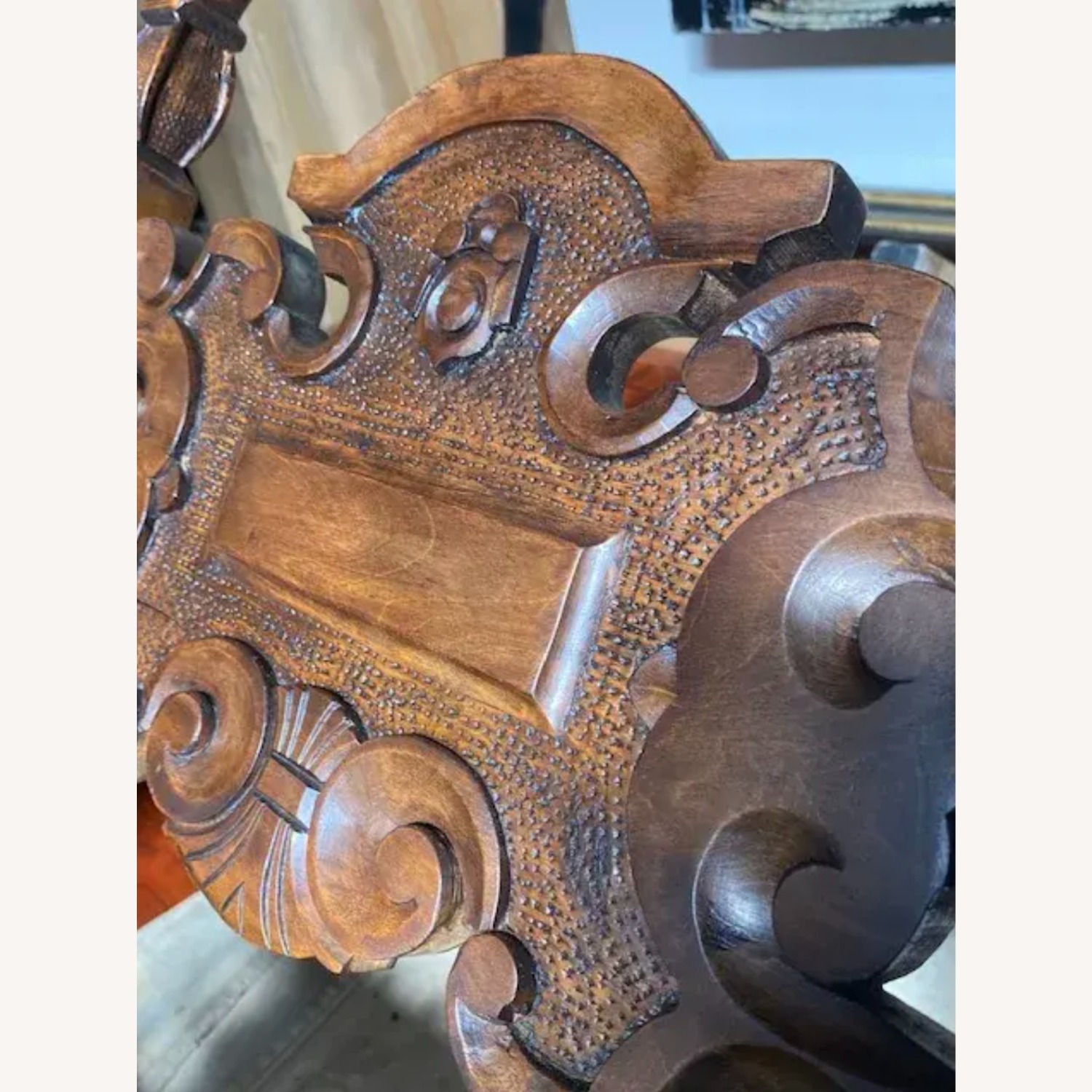Italian Hand Carved Chairs in Walnut Circa 1900s - image-4