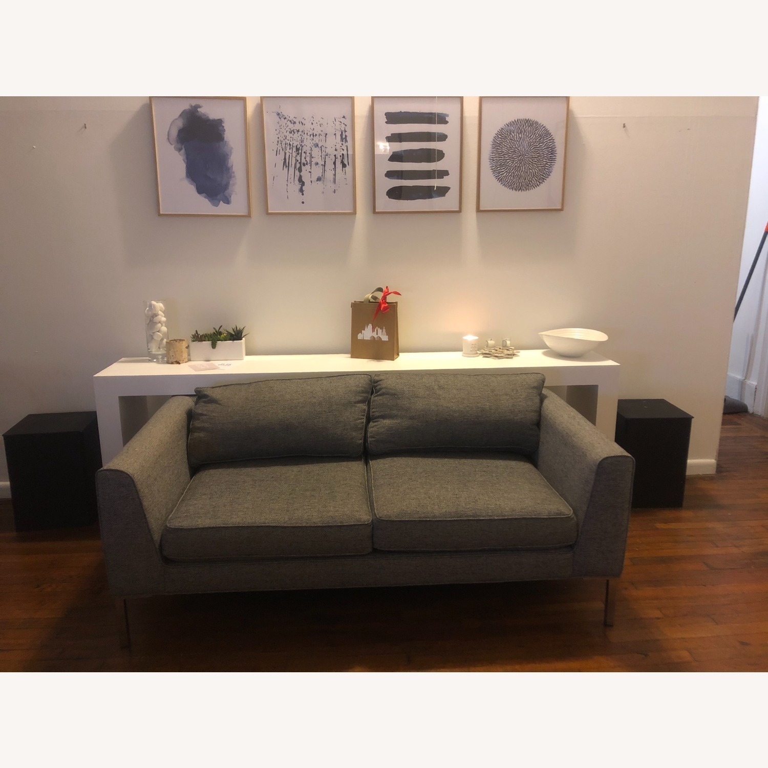 West Elm Loveseat Granite Twill - image-1