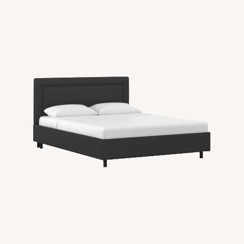 Used West Elm King Bed in Dark Gray Velvet for sale on AptDeco