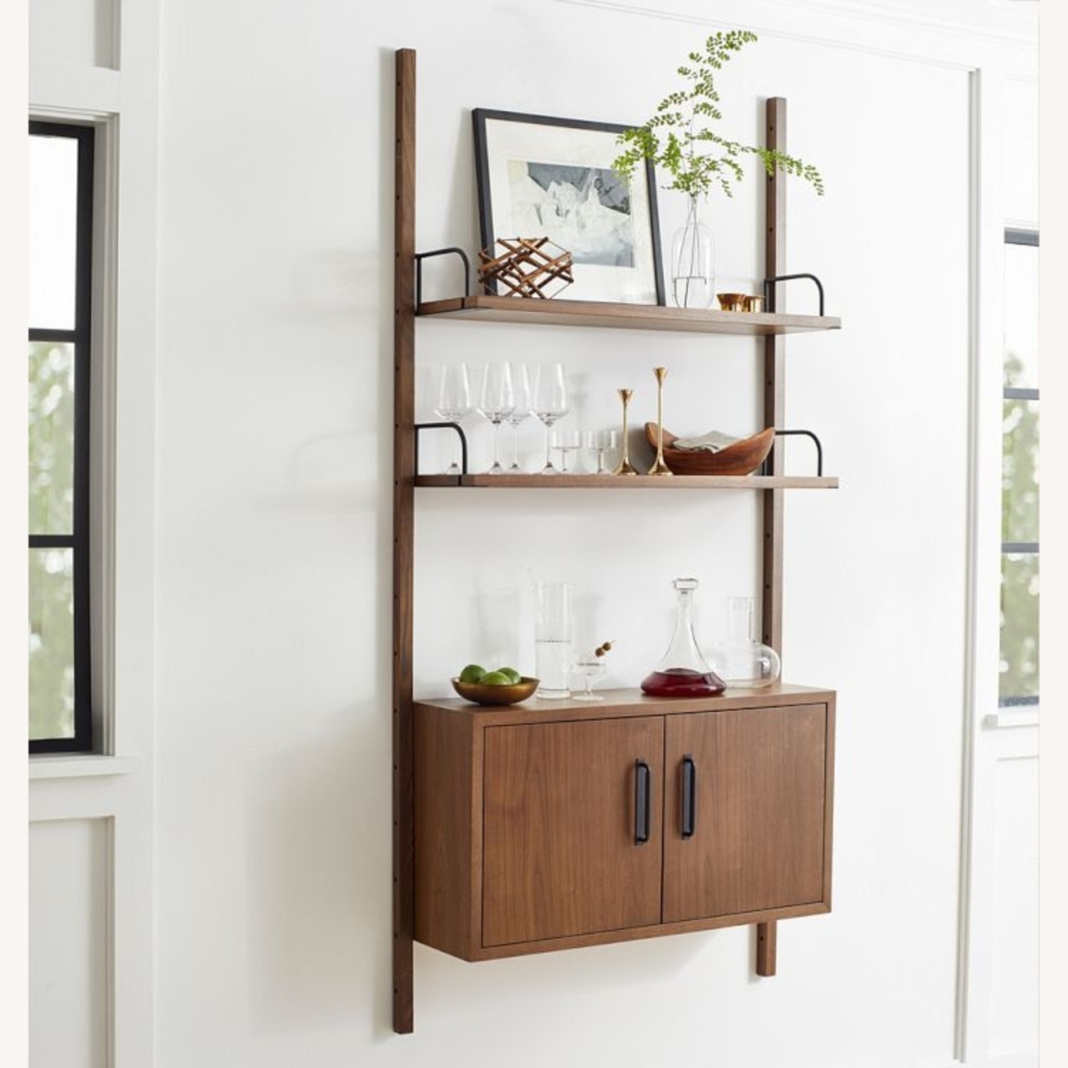 Hart Modular Walnut Shelving Unit with Cabinet - image-6