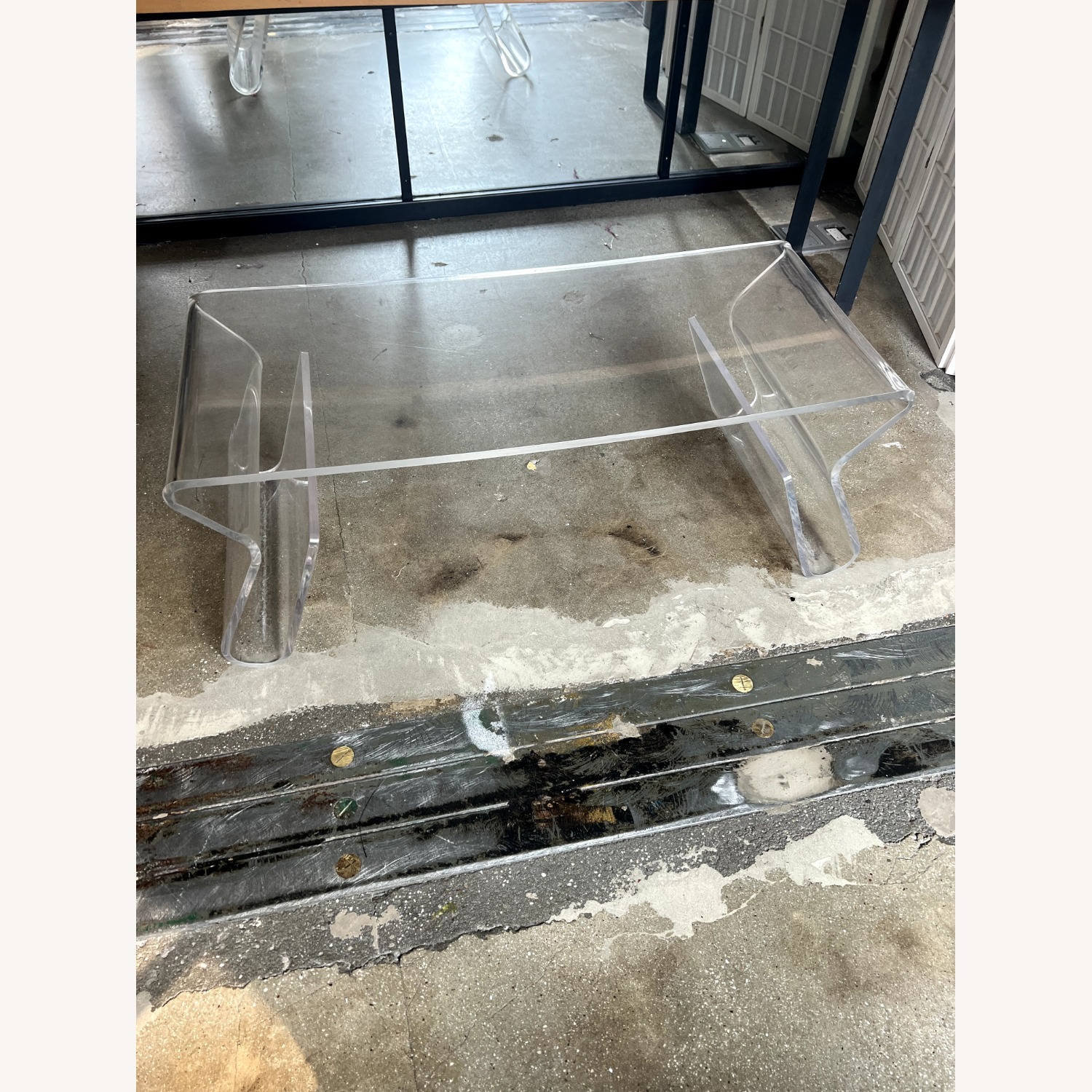 Clear Acrylic Coffee Table with Magazine Storage - image-4