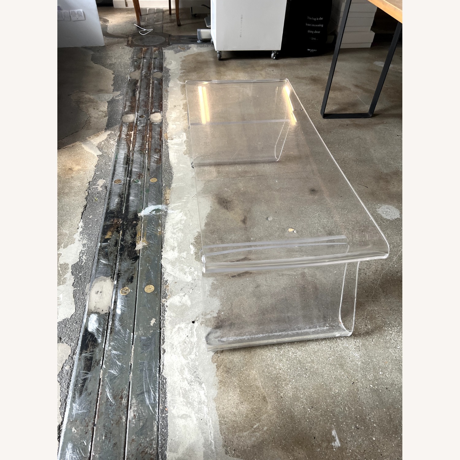 Clear Acrylic Coffee Table with Magazine Storage - image-3