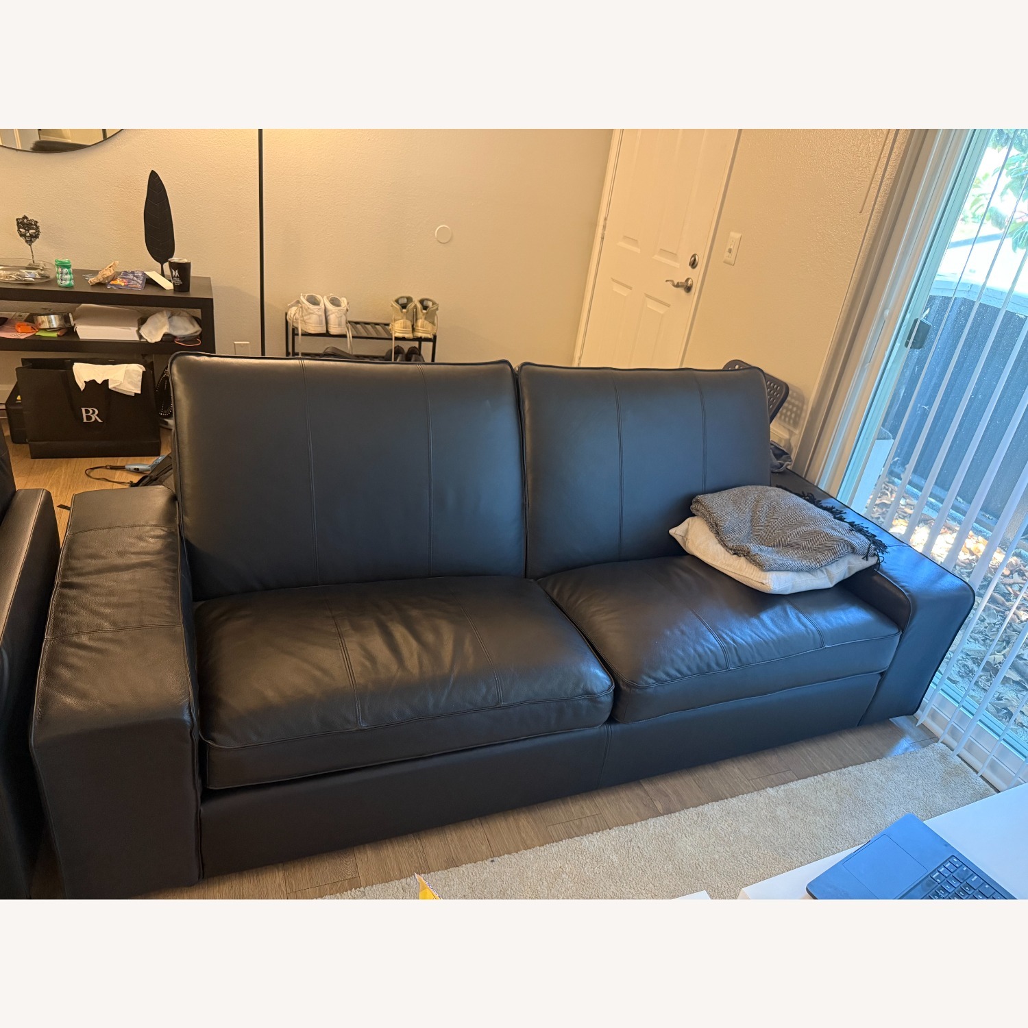 IKEA Kivik Black Leather Sofa - image-2