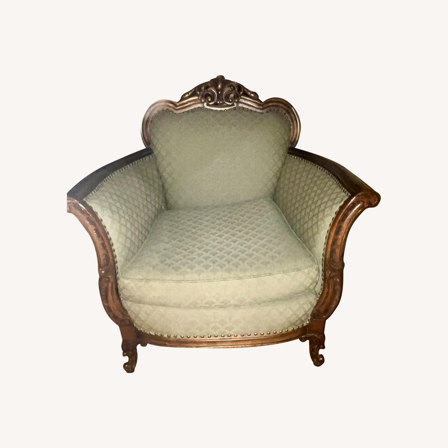 Green Victorian Parlor Chair – Downton Abbey Grace - image-0