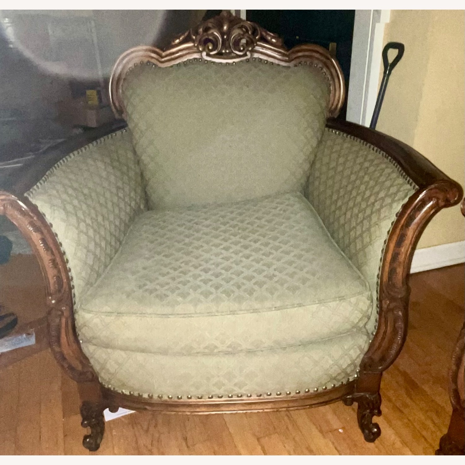 Green Victorian Parlor Chair – Downton Abbey Grace - image-1