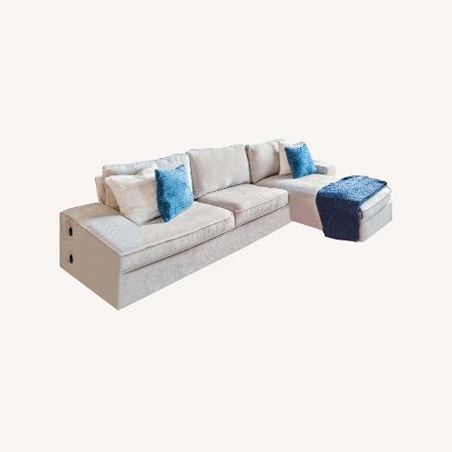 Used Mahwah 98'' Chenille Square Arm Sofa L-Shape Convertible Sectional  for sale on AptDeco