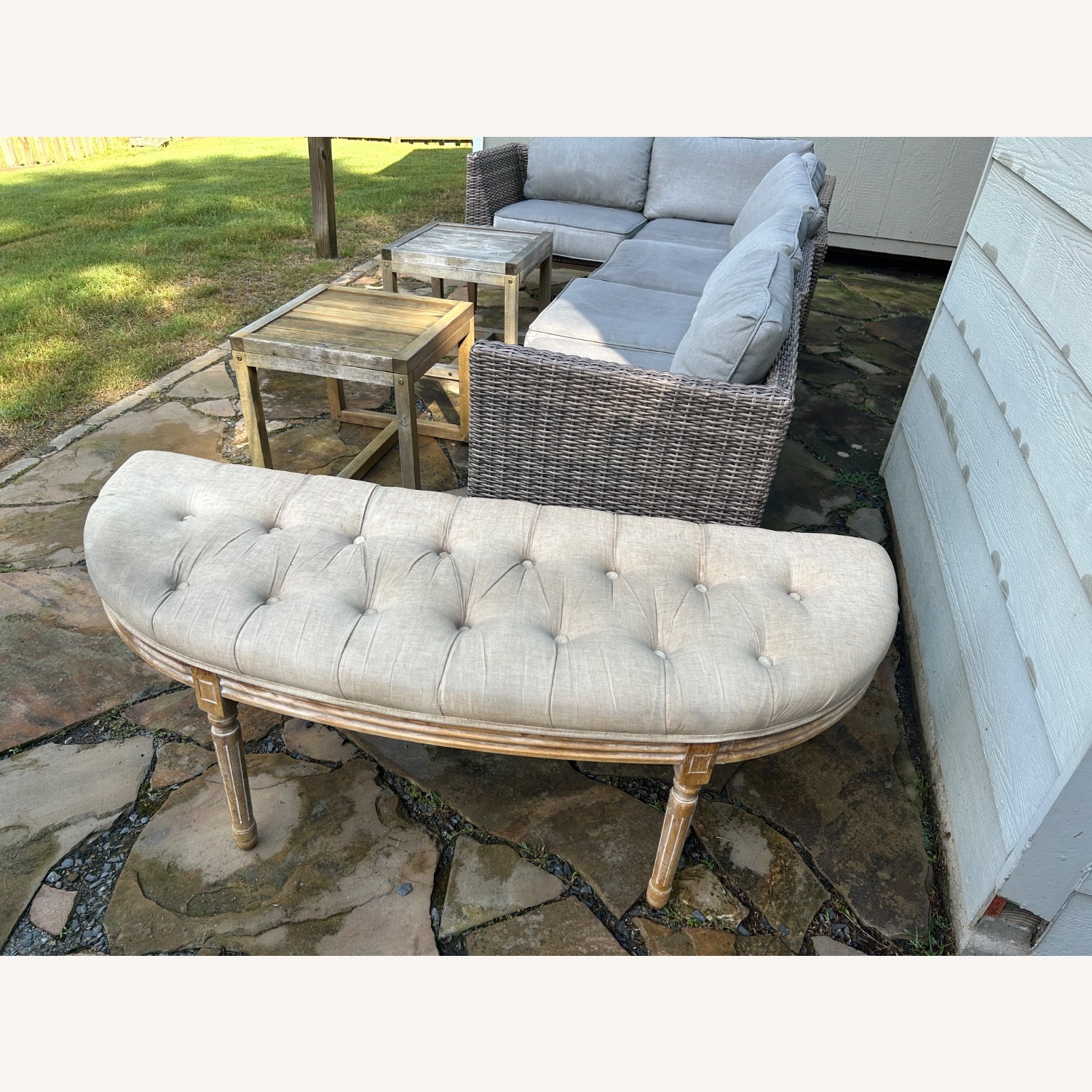 Cream Ottoman Bench - image-2