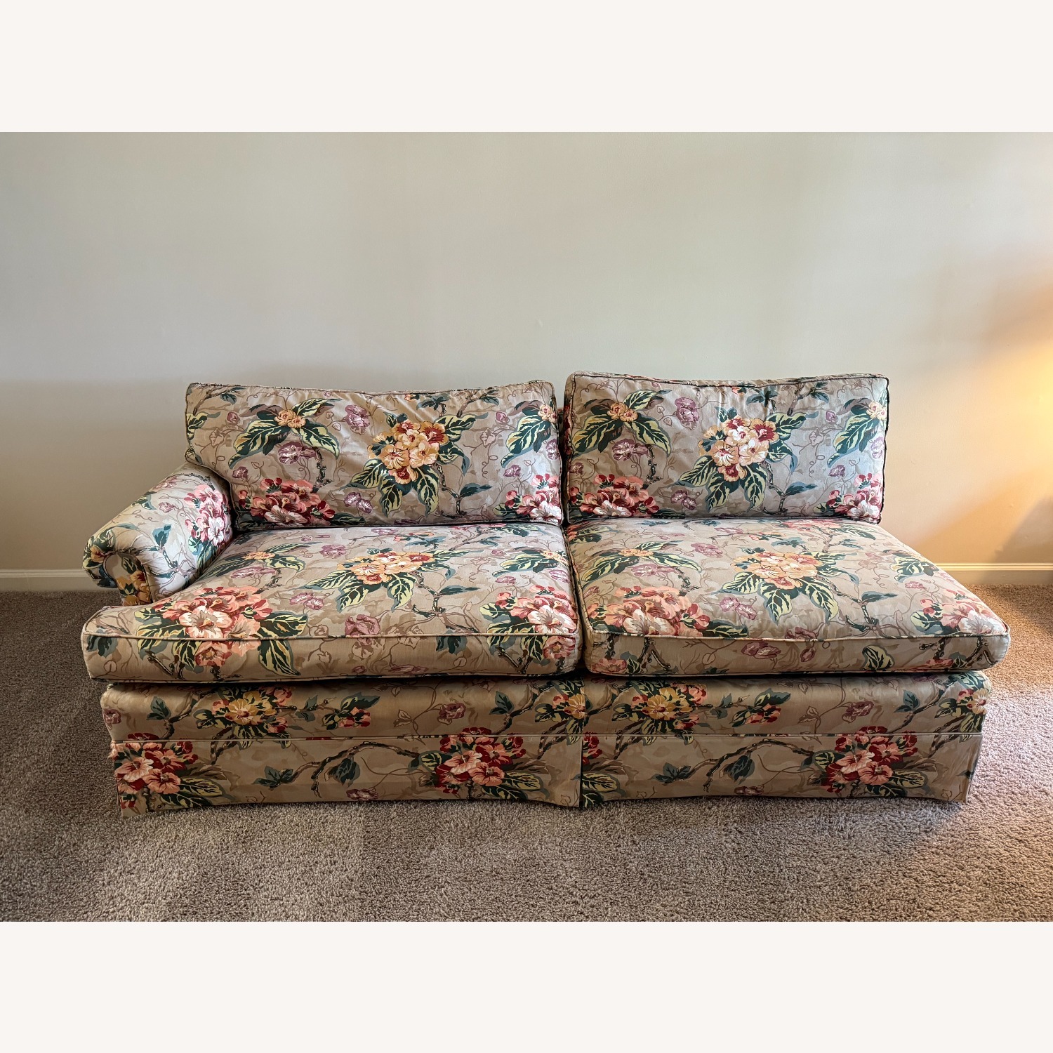 1990's Custom Taupe Floral 3-Piece Sofa - image-27