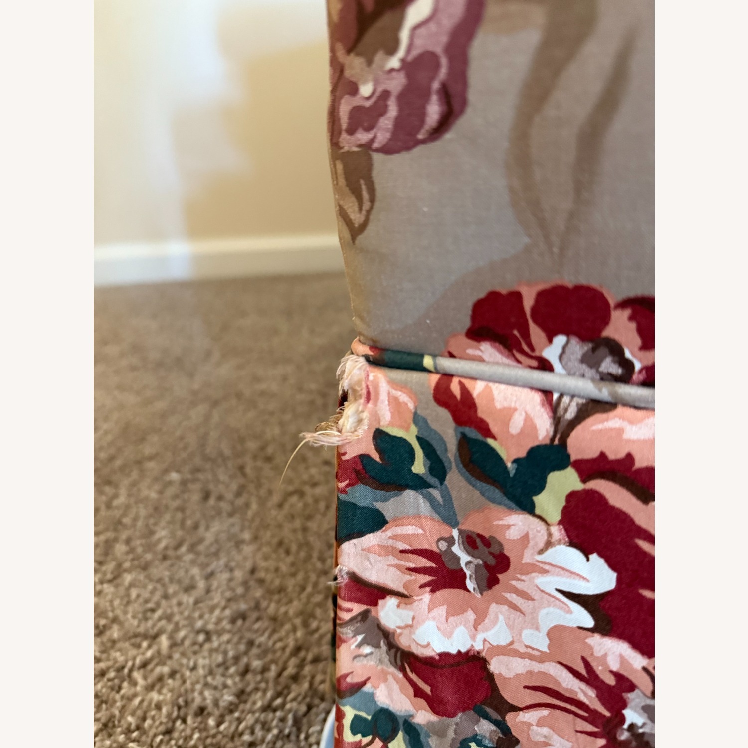 1990's Custom Taupe Floral 3-Piece Sofa - image-3