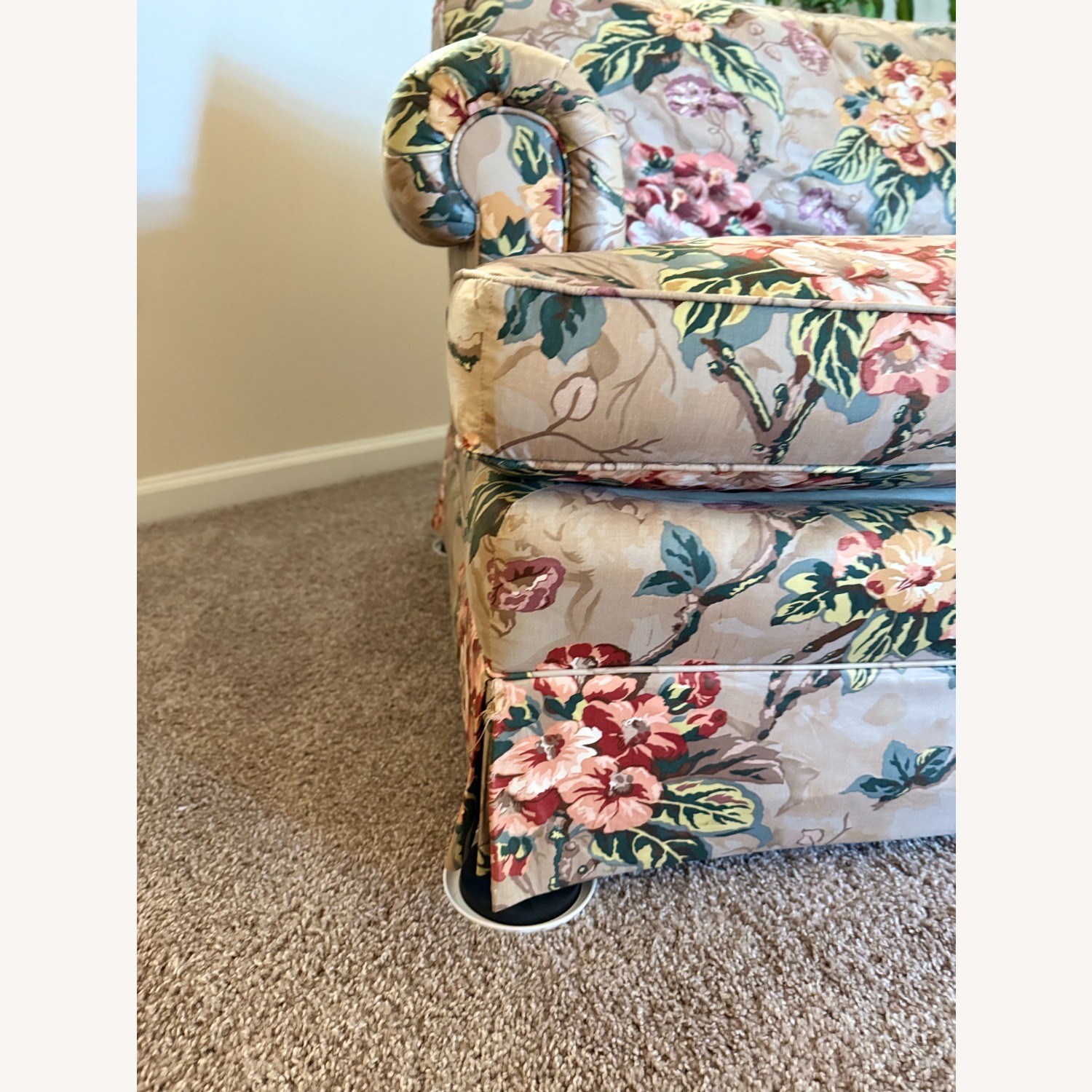 1990's Custom Taupe Floral 3-Piece Sofa - image-15