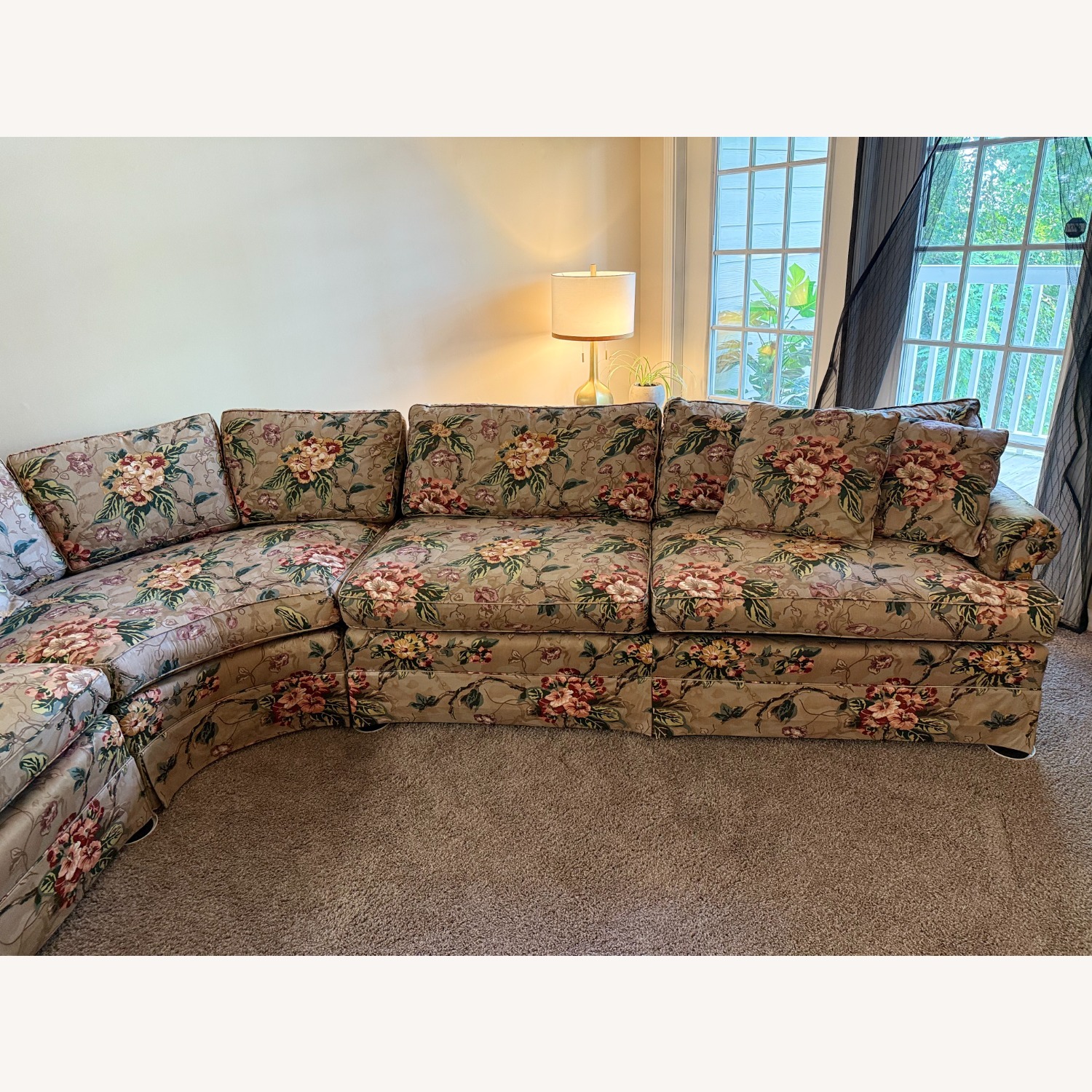 1990's Custom Taupe Floral 3-Piece Sofa - image-6