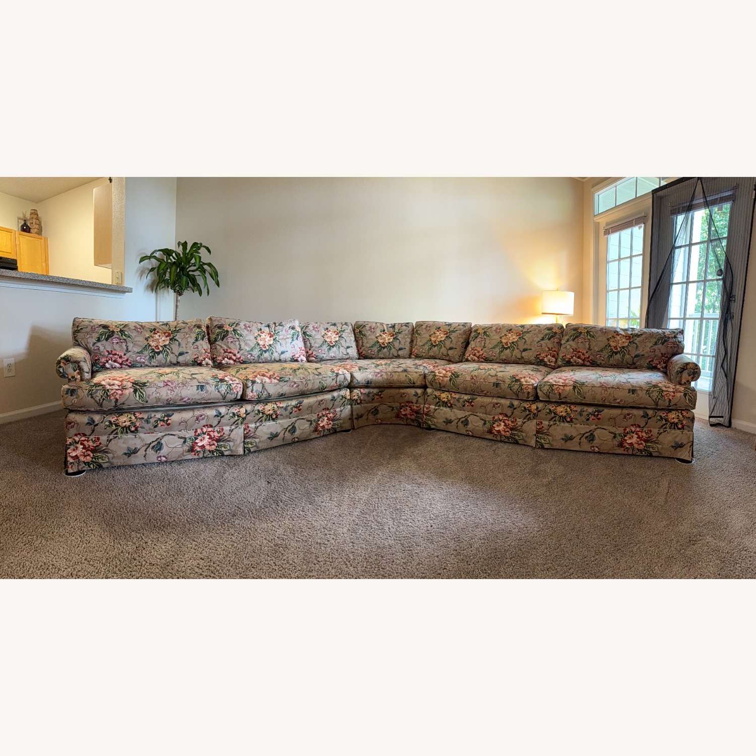 1990's Custom Taupe Floral 3-Piece Sofa - image-1