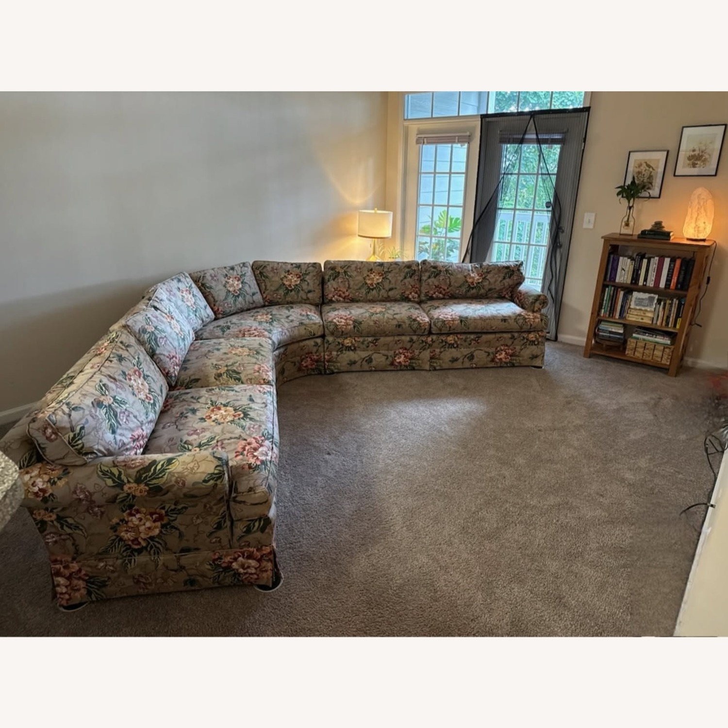 1990's Custom Taupe Floral 3-Piece Sofa - image-2